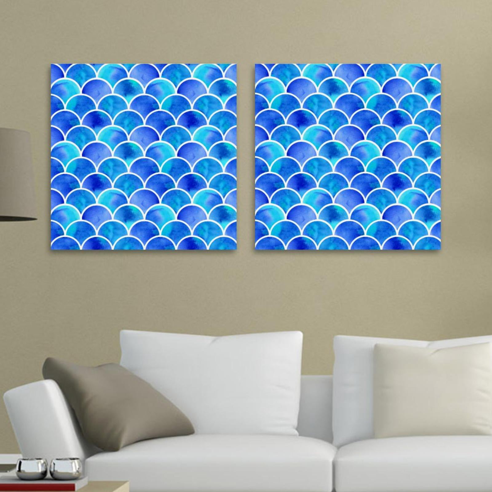 OWNSERIES Mermaid Scale Blue Pattern 2PC Canvas Wall Art Paintings for ...
