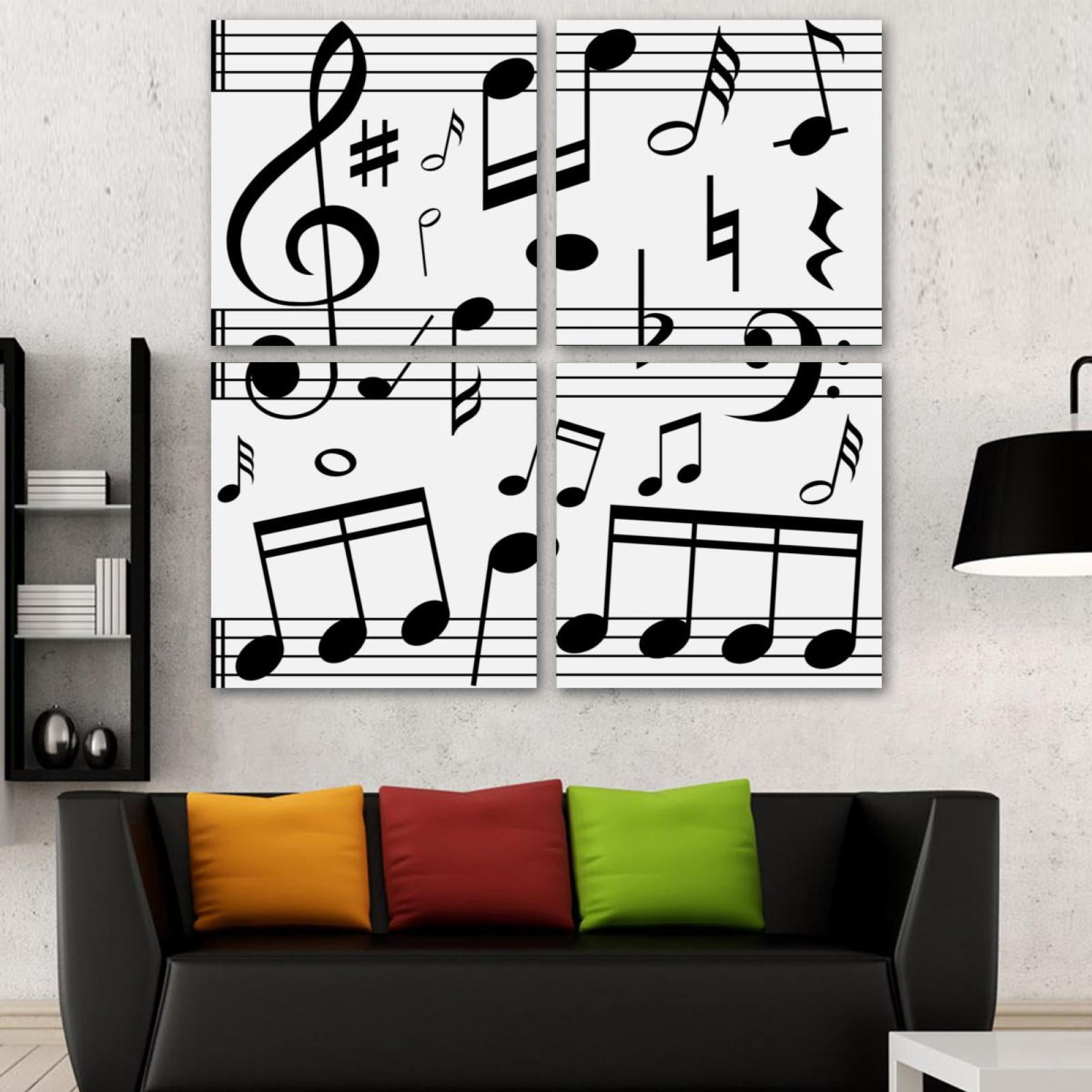 OWNSERIES Music Notes on Line Scales Pattern 4PC Frameless Canvas Wall ...