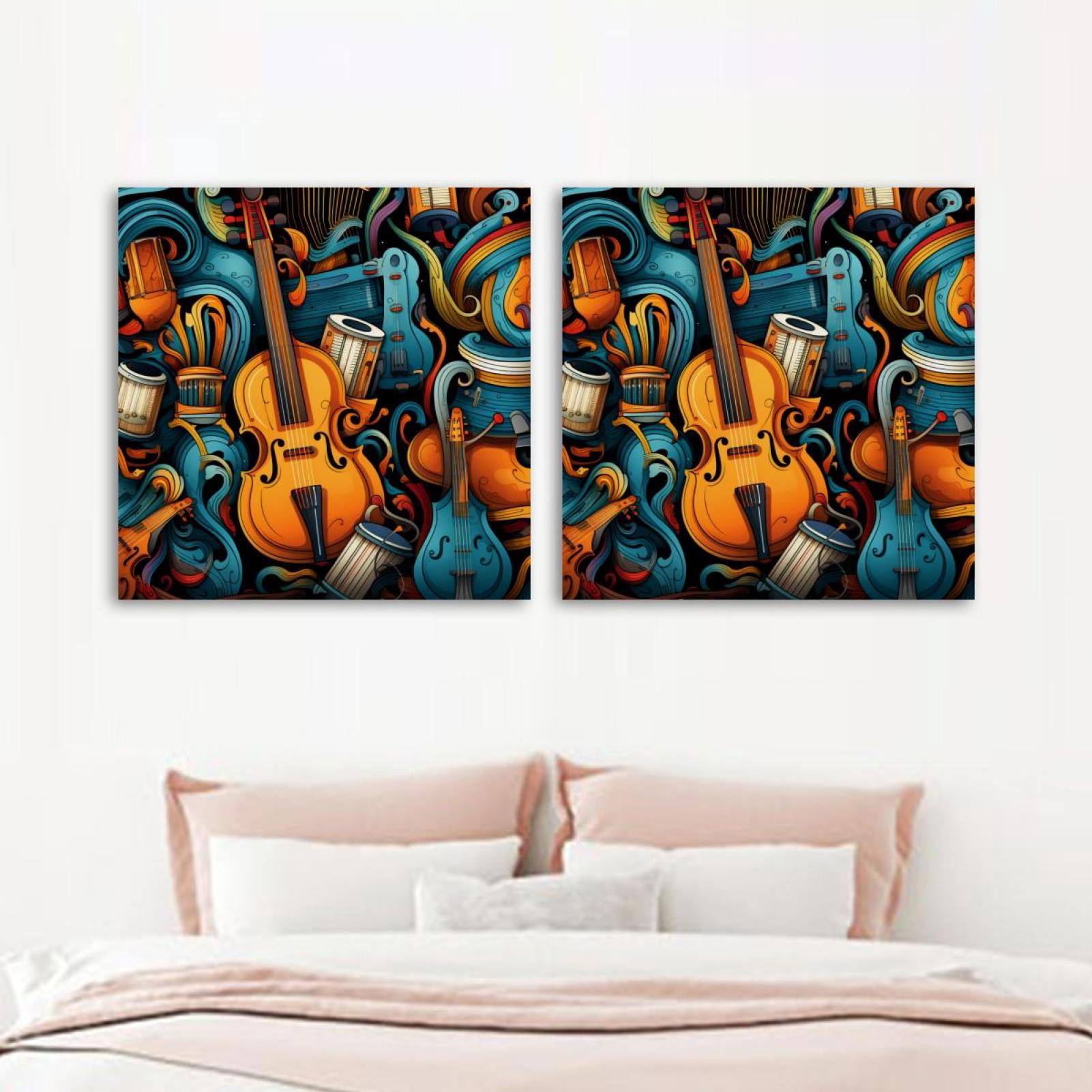 OWNSERIES Musical Instrument Pattern 2PC Canvas Wall Art Paintings for ...