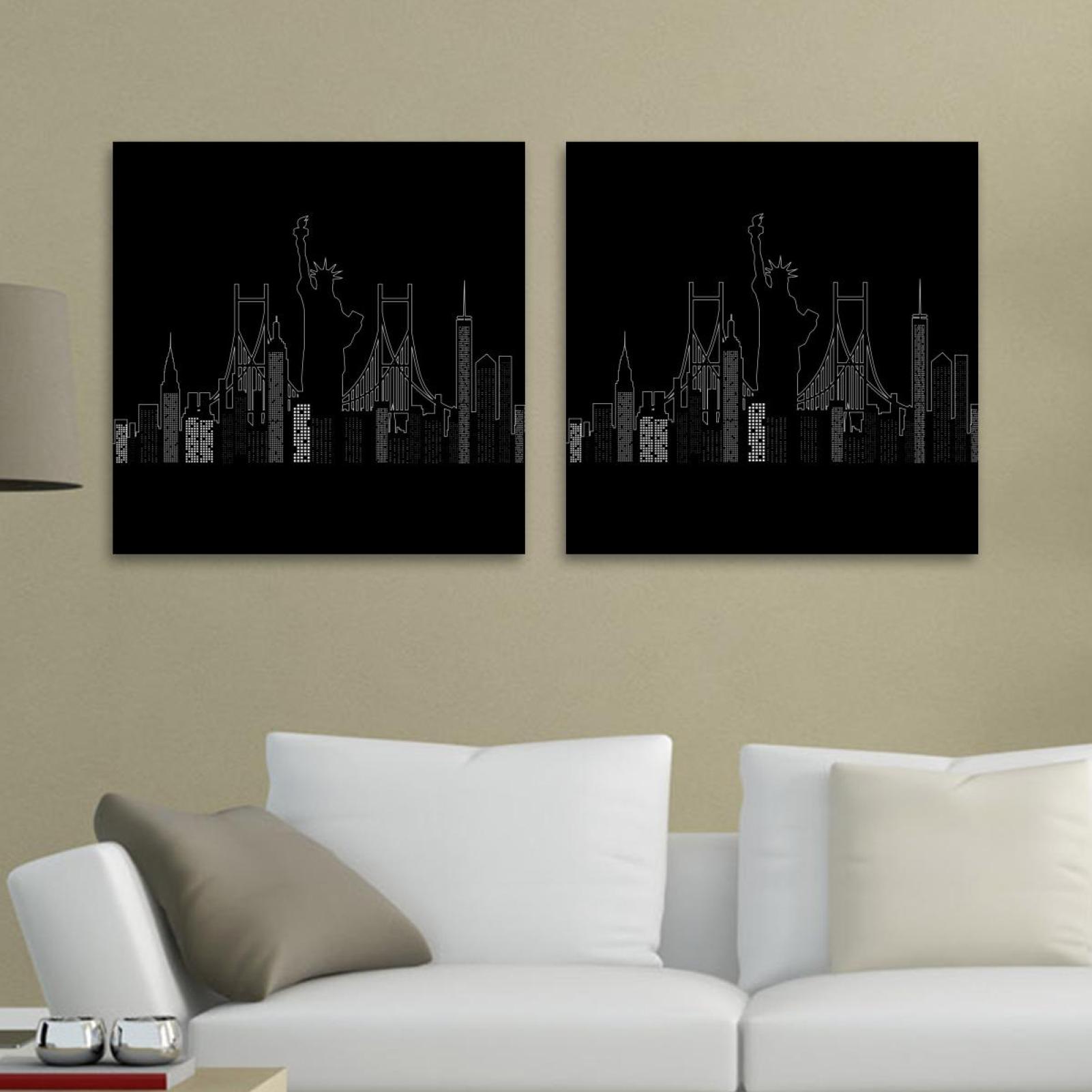 OWNSERIES New York Night Time Pattern 2PC Canvas Wall Art Paintings for ...