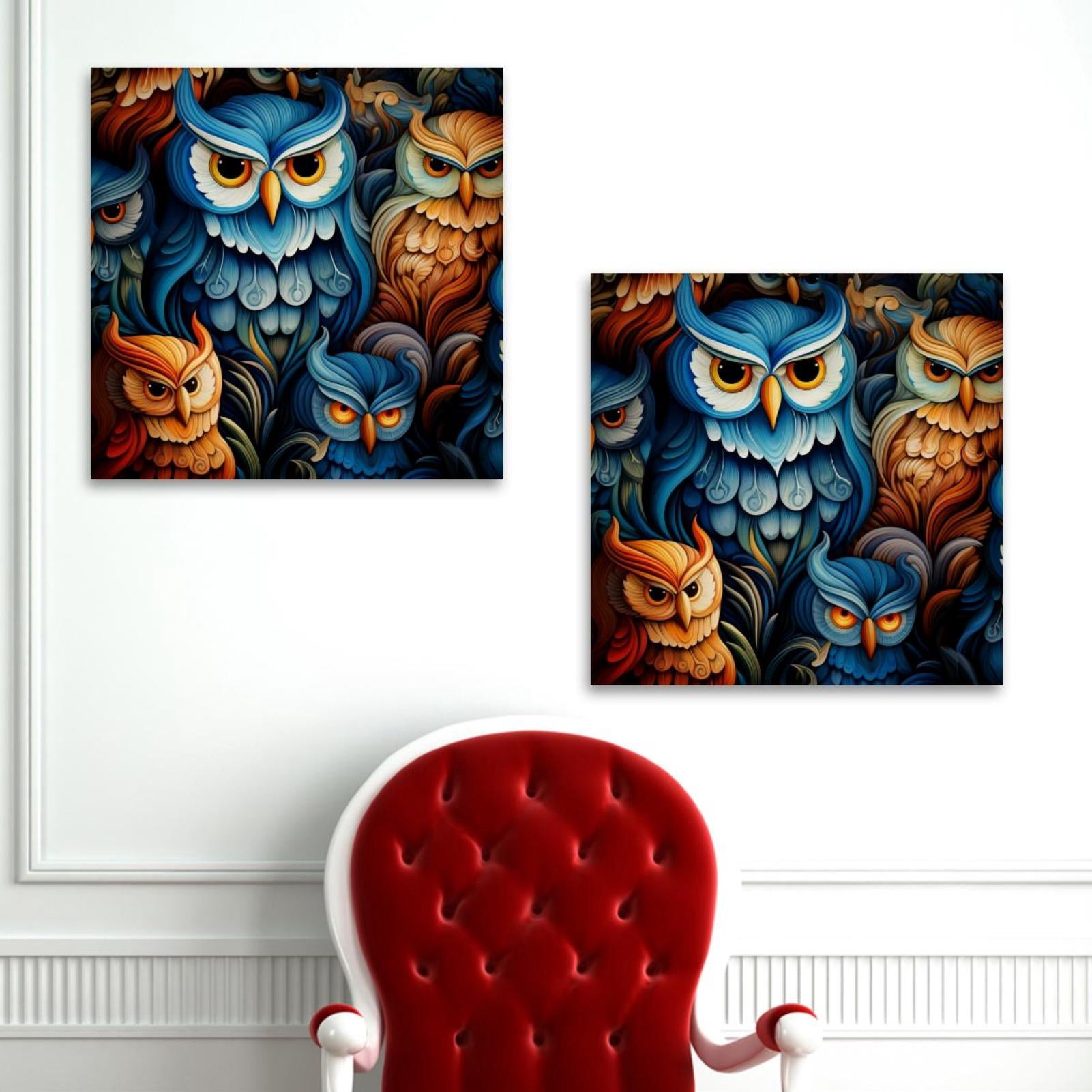 OWNSERIES Nighthawk Pattern 2PC Canvas Wall Art Paintings for Living ...