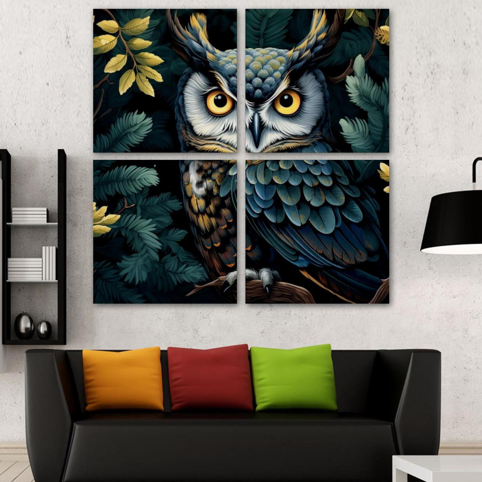 OWNSERIES Nighthawk Pattern 4PC Frameless Canvas Wall Art Paintings for ...