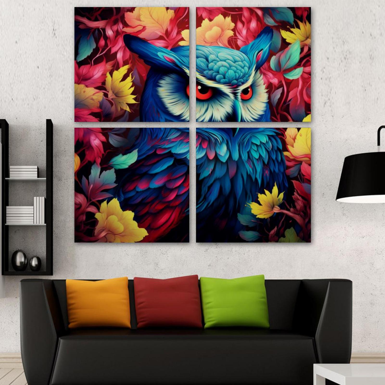 OWNSERIES Nighthawk Pattern 4PC Frameless Canvas Wall Art Paintings for ...