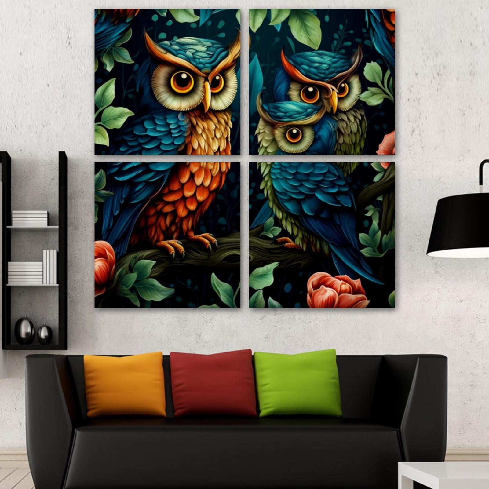 OWNSERIES Nighthawk Pattern 4PC Frameless Canvas Wall Art Paintings for ...