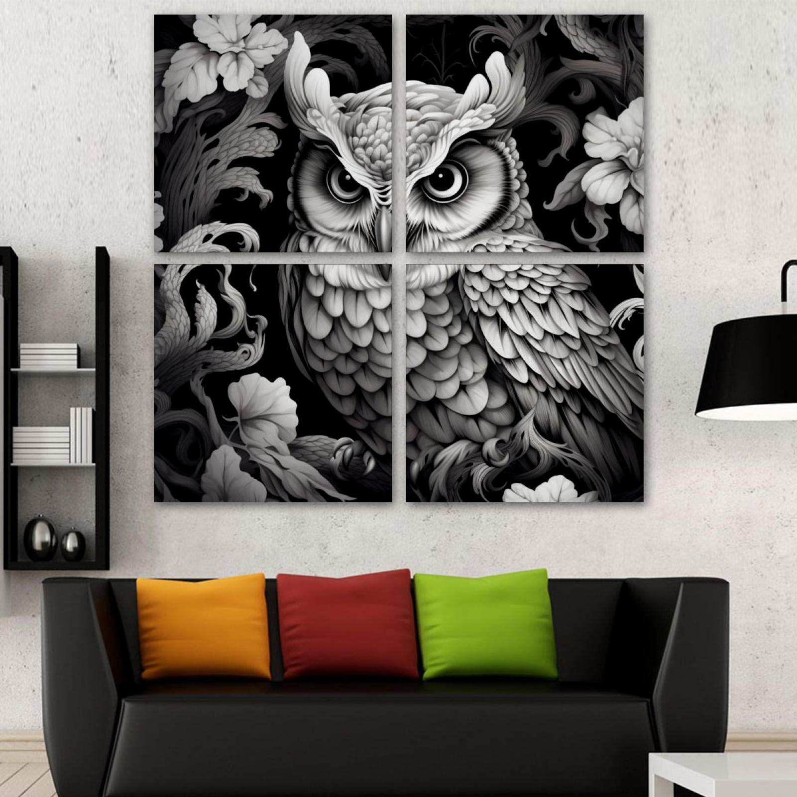 OWNSERIES Nighthawk Pattern 4PC Frameless Canvas Wall Art Paintings for ...