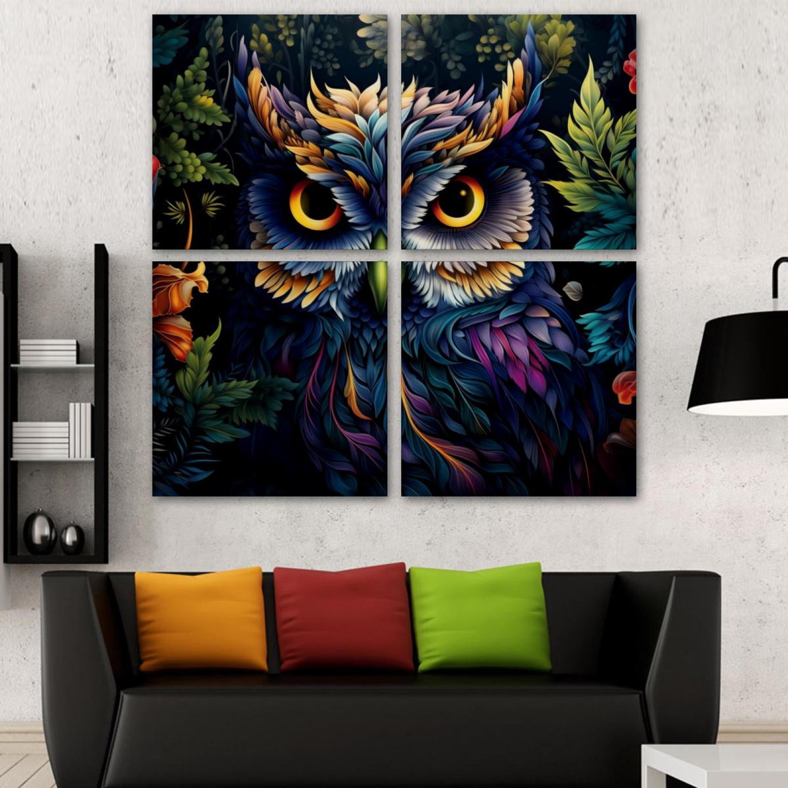 OWNSERIES Nighthawk Pattern 4PC Frameless Canvas Wall Art Paintings for ...