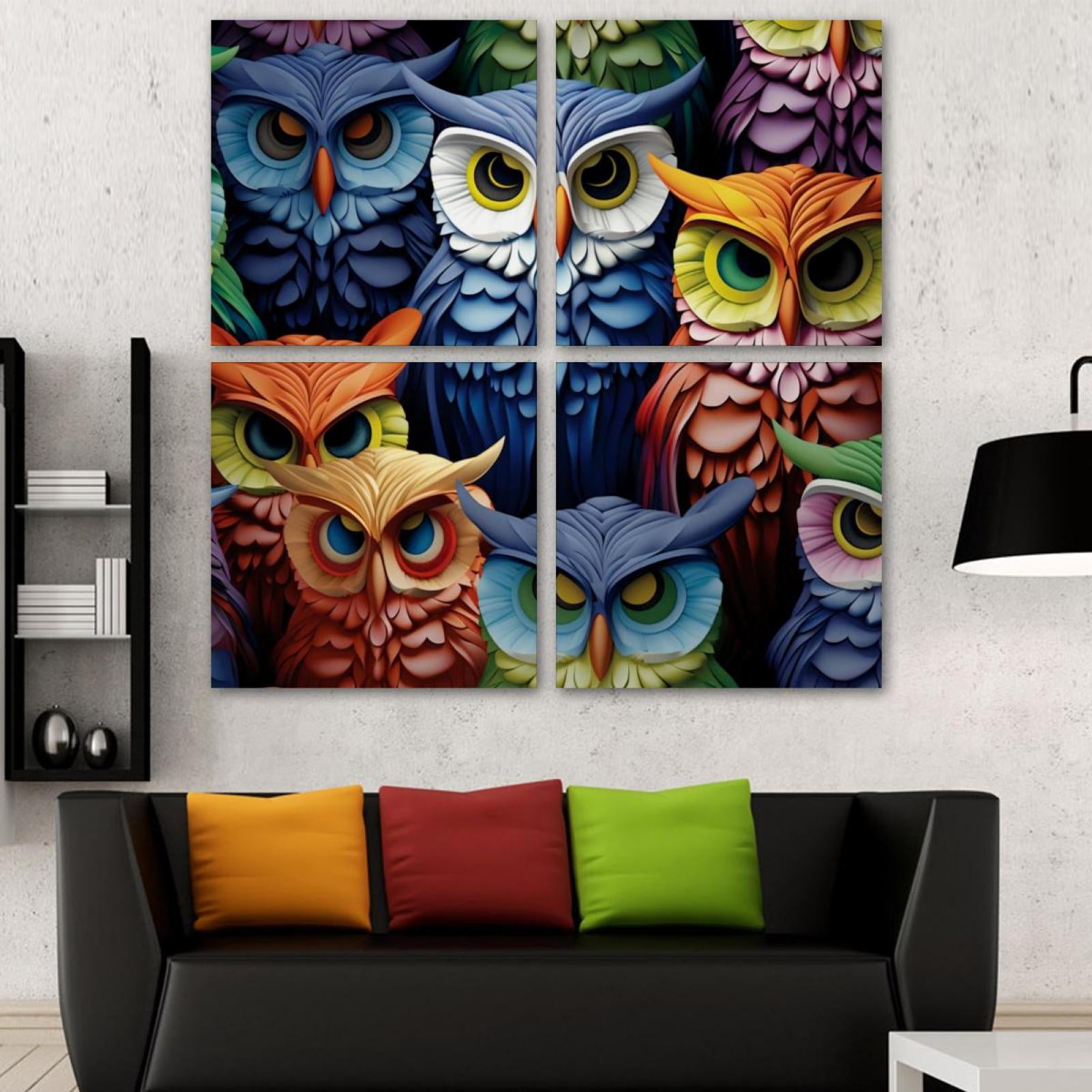 OWNSERIES Nighthawk Pattern 4PC Frameless Canvas Wall Art Paintings for ...