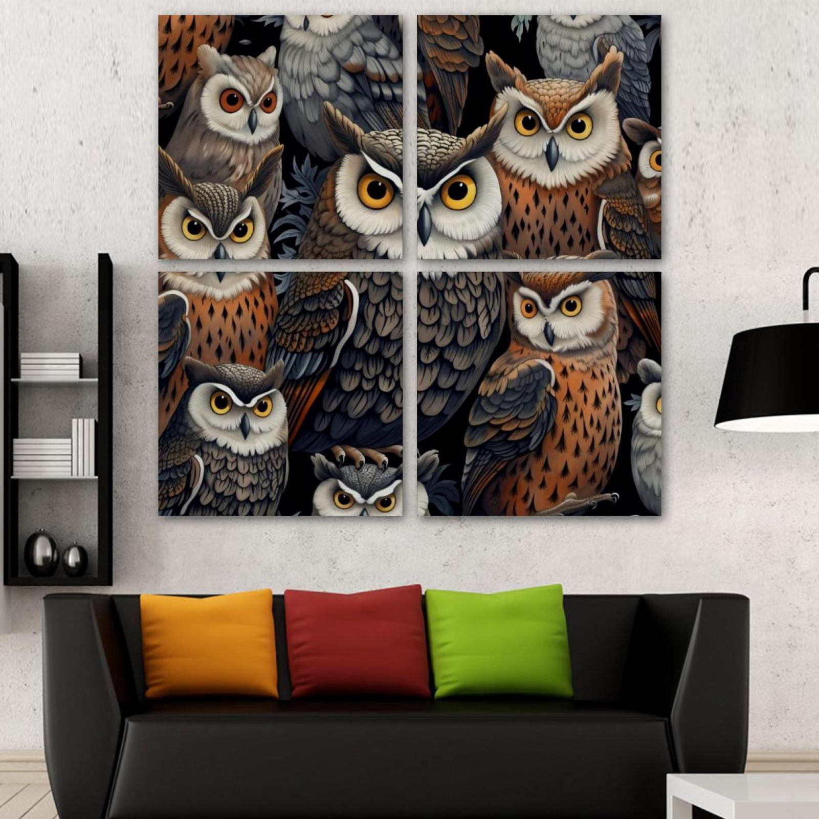 OWNSERIES Nighthawk Pattern 4PC Frameless Canvas Wall Art Paintings for ...