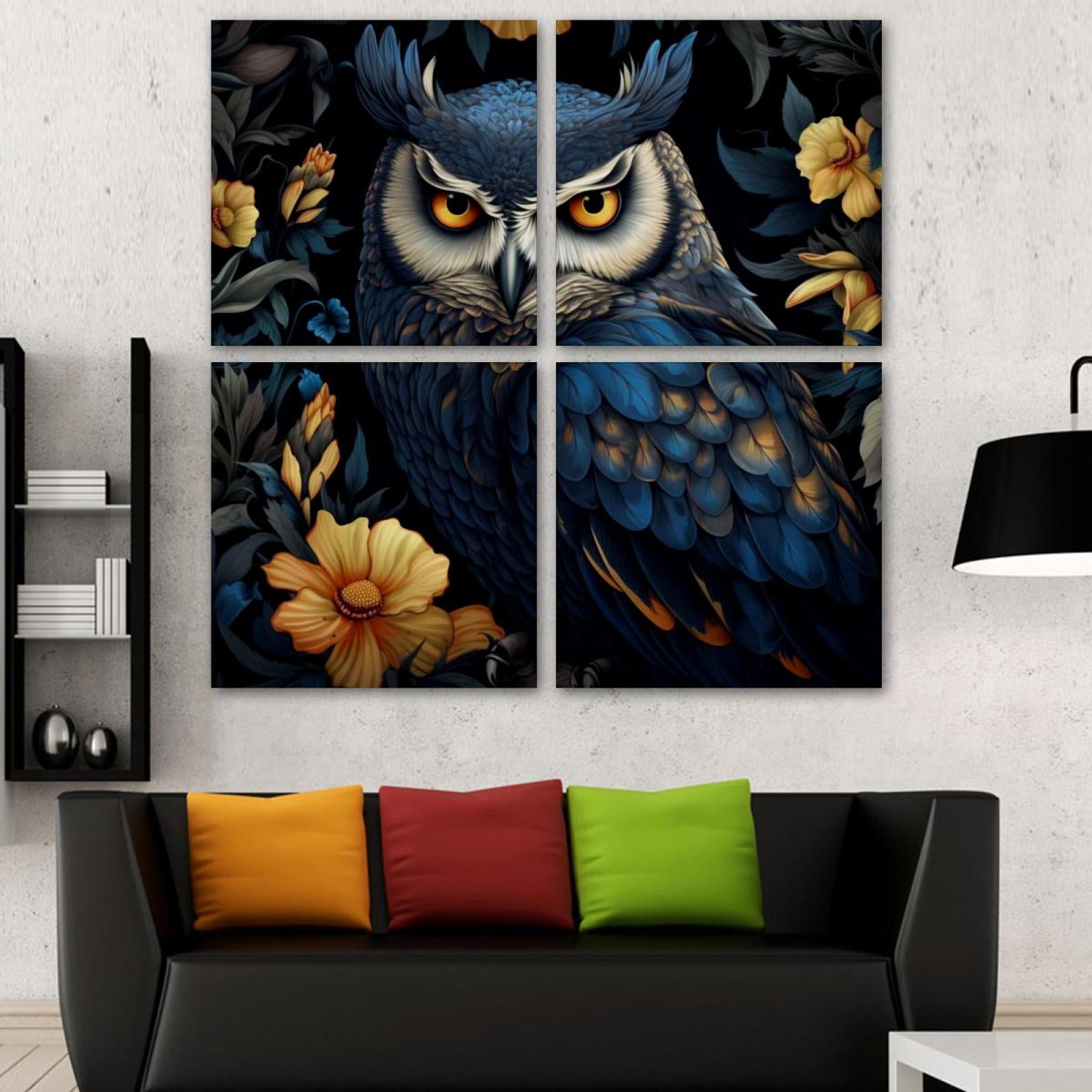 OWNSERIES Nighthawk Pattern 4PC Frameless Canvas Wall Art Paintings for ...
