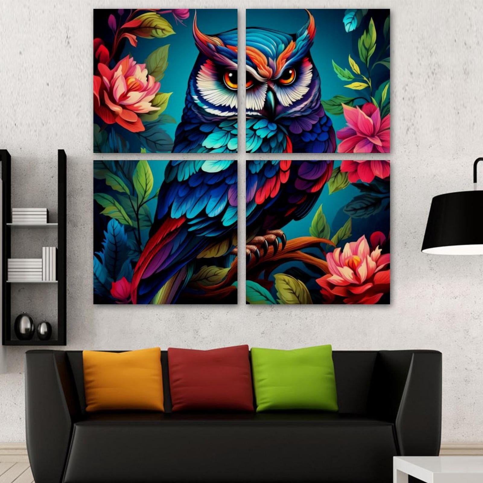 OWNSERIES Nighthawk Pattern 4PC Frameless Canvas Wall Art Paintings for ...