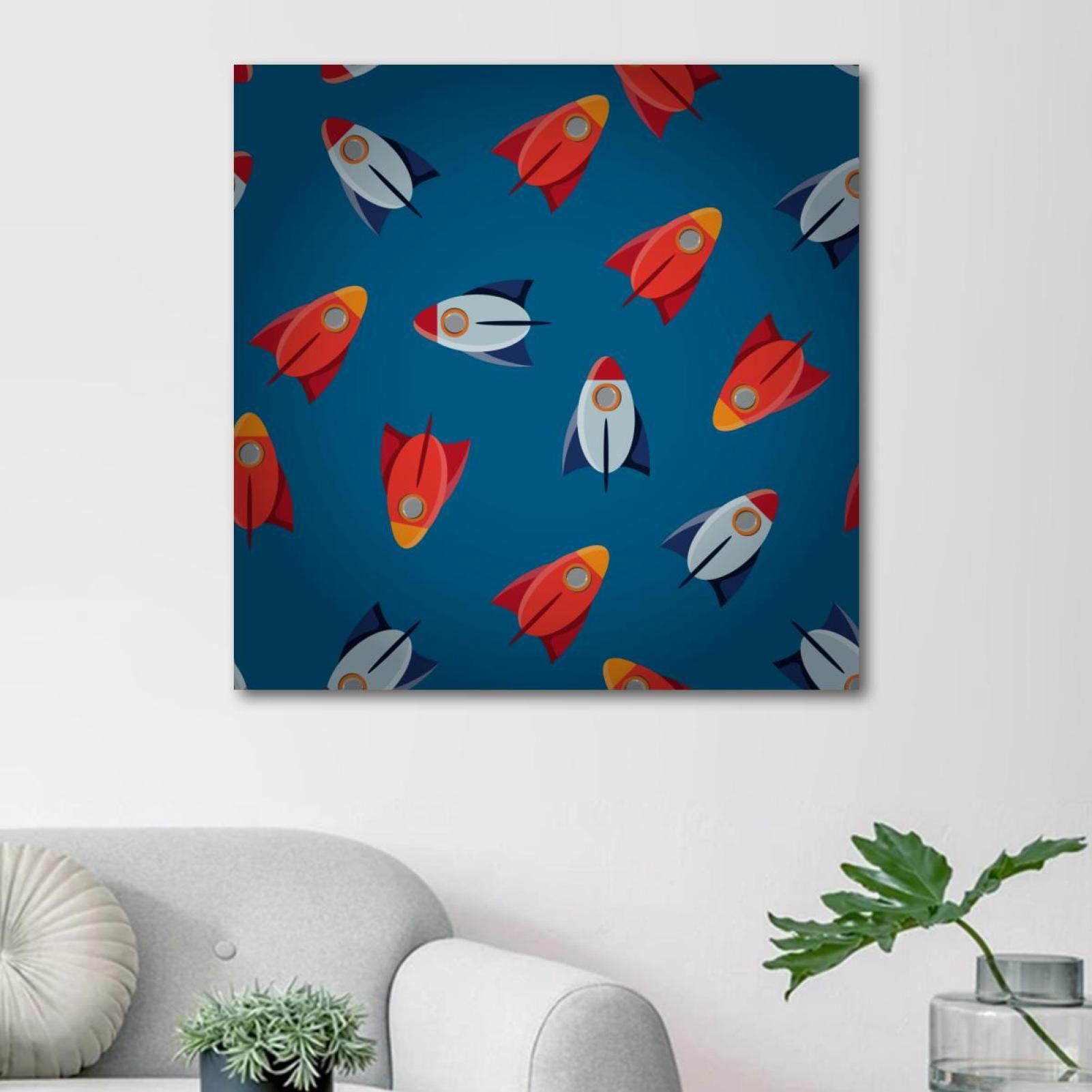OWNSERIES Outer Spaceship Rocket Pattern Canvas Wall Art Paintings for ...