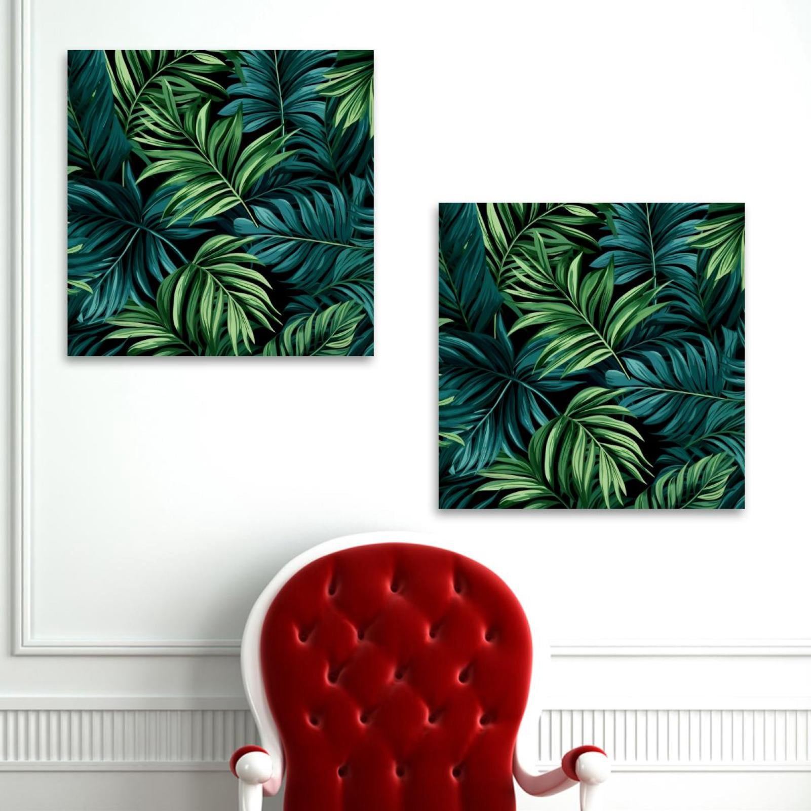OWNSERIES Palm Leaves Pattern 2PC Canvas Wall Art Paintings for Living ...