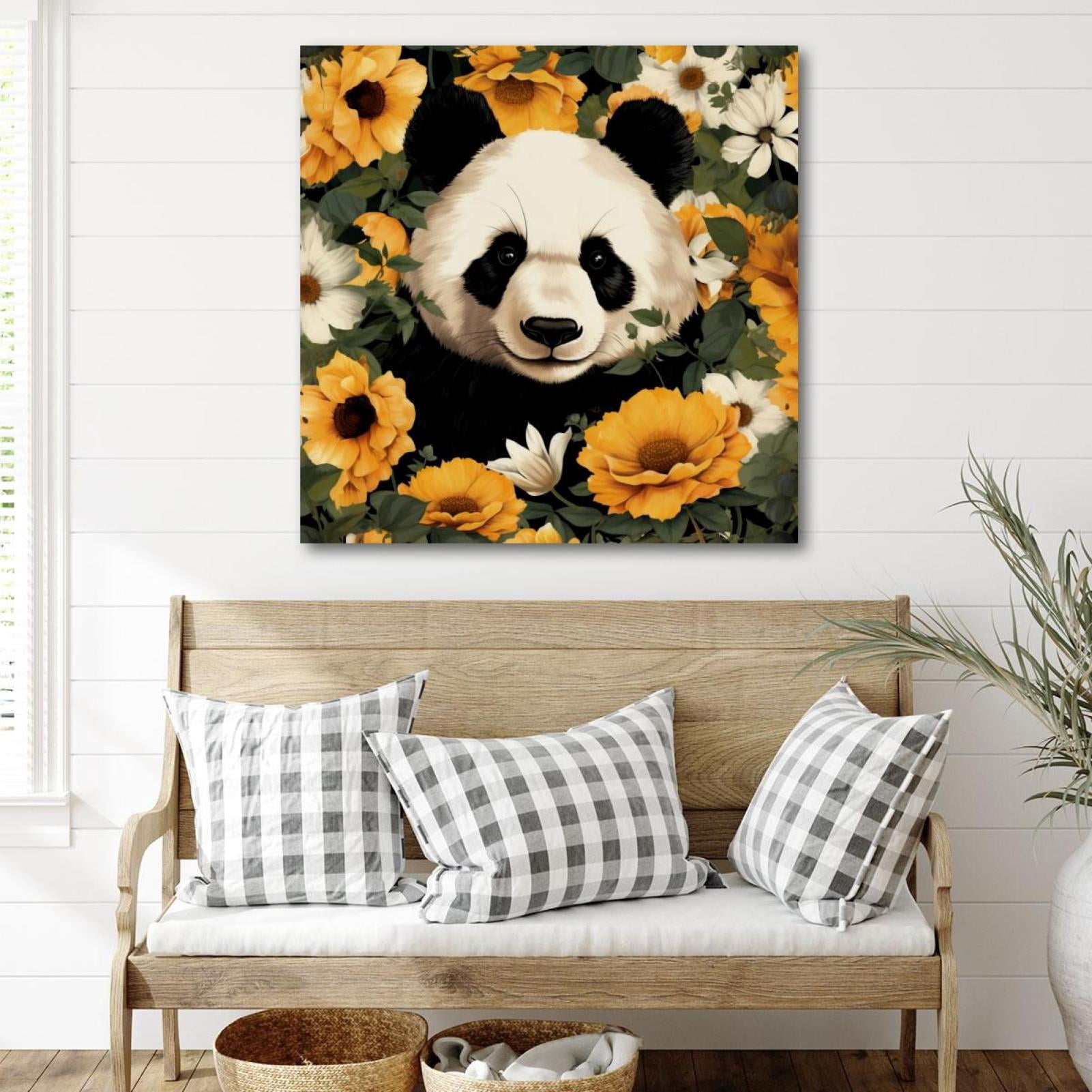 OWNSERIES Panda Among Sunflowers Pattern Canvas Wall Art Paintings for ...