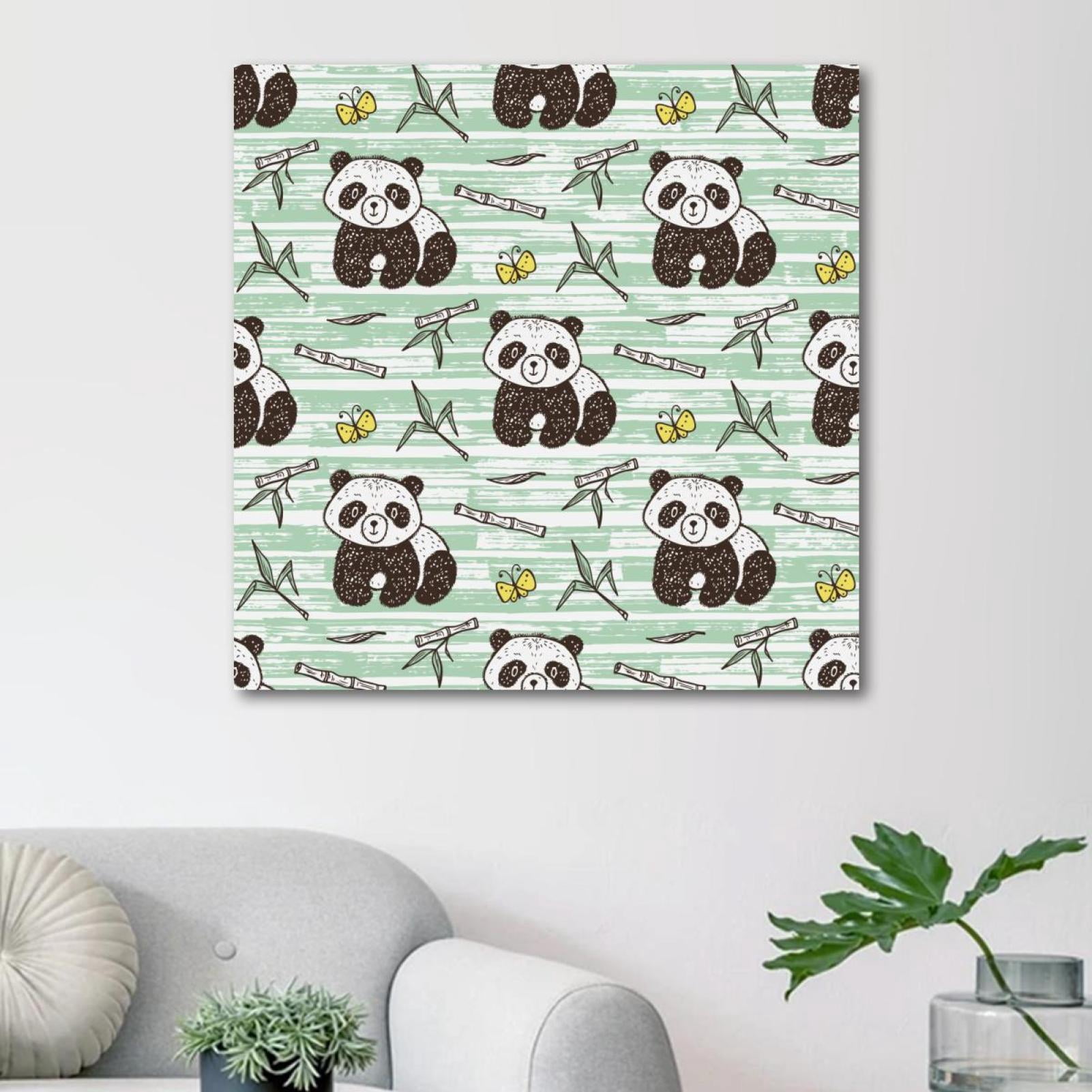 OWNSERIES Panda Butterfly Bamboo Pattern Canvas Wall Art Paintings for ...
