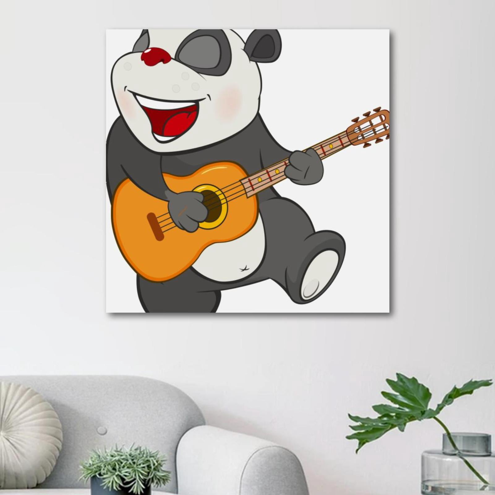 OWNSERIES Panda Guitar White Pattern Canvas Wall Art Paintings for ...