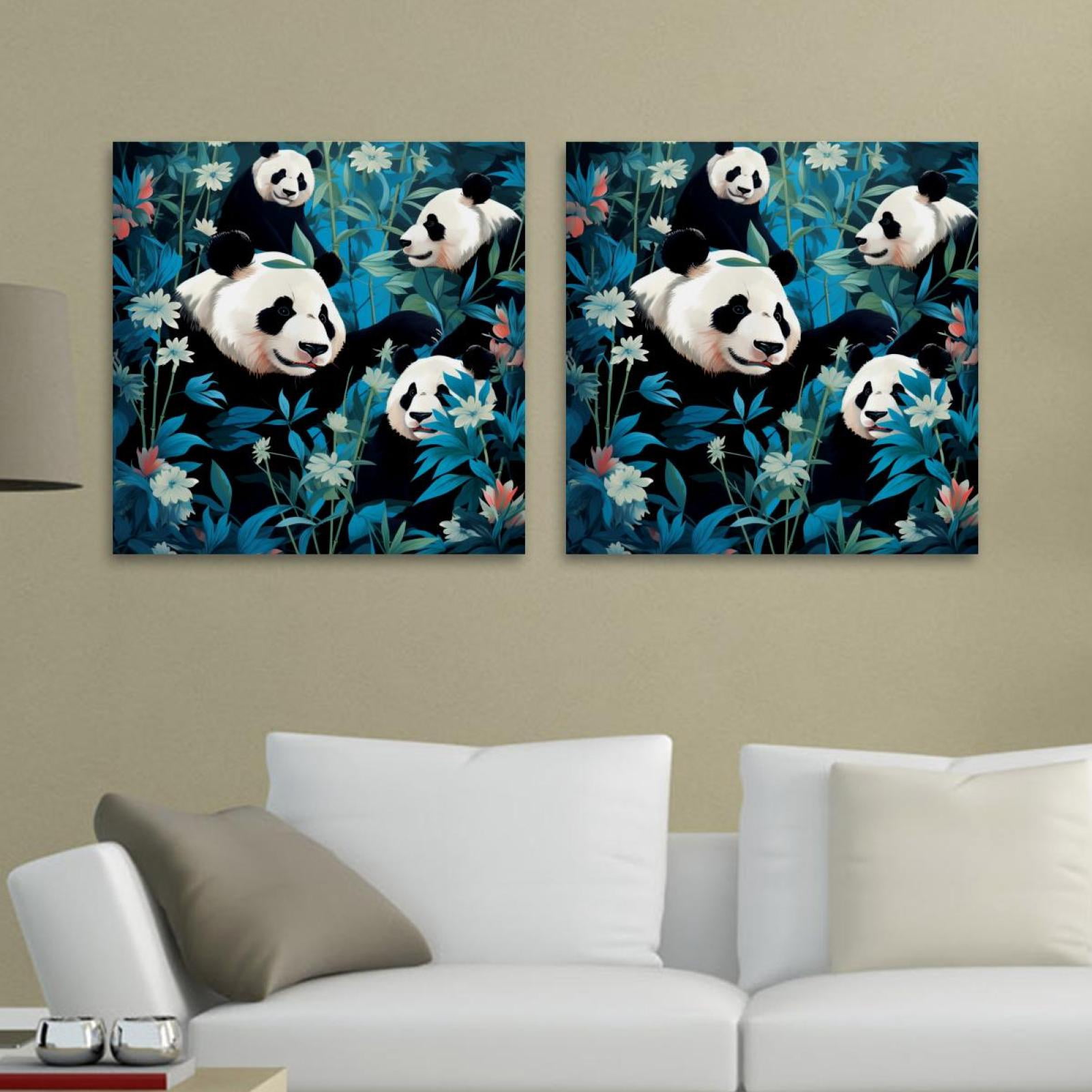 OWNSERIES Panda Pattern 2PC Canvas Wall Art Paintings for Living Room ...