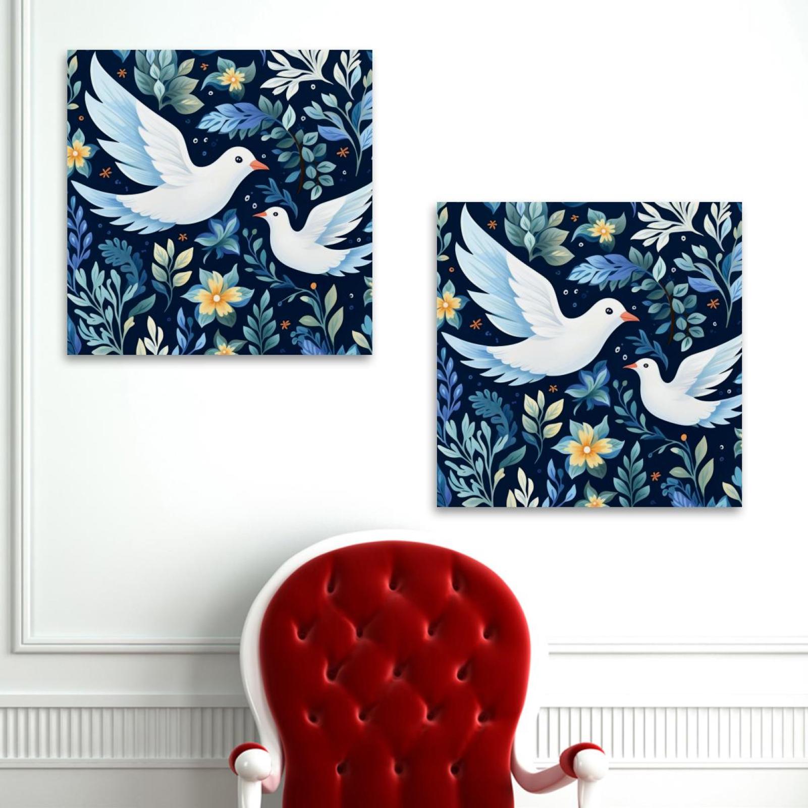 OWNSERIES Peace Dove Pattern 2PC Canvas Wall Art Paintings for Living