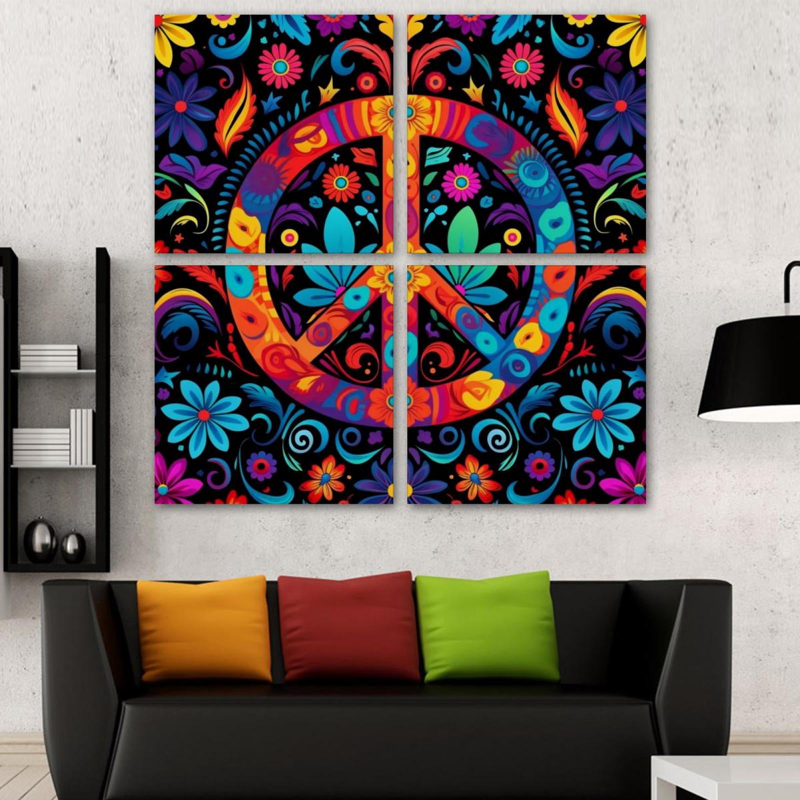 OWNSERIES Peace Pattern Pattern 4PC Frameless Canvas Wall Art Paintings ...