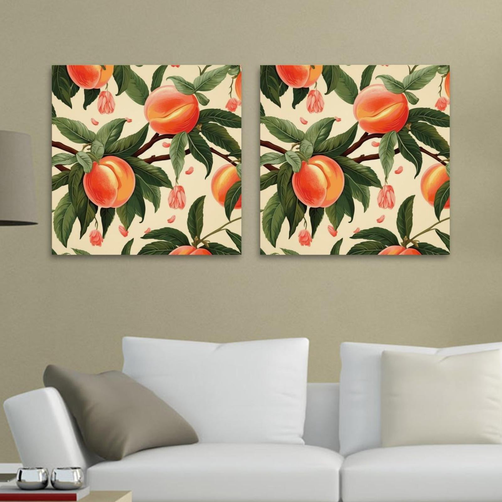 OWNSERIES Peach Pattern 2PC Canvas Wall Art Paintings for Living Room ...