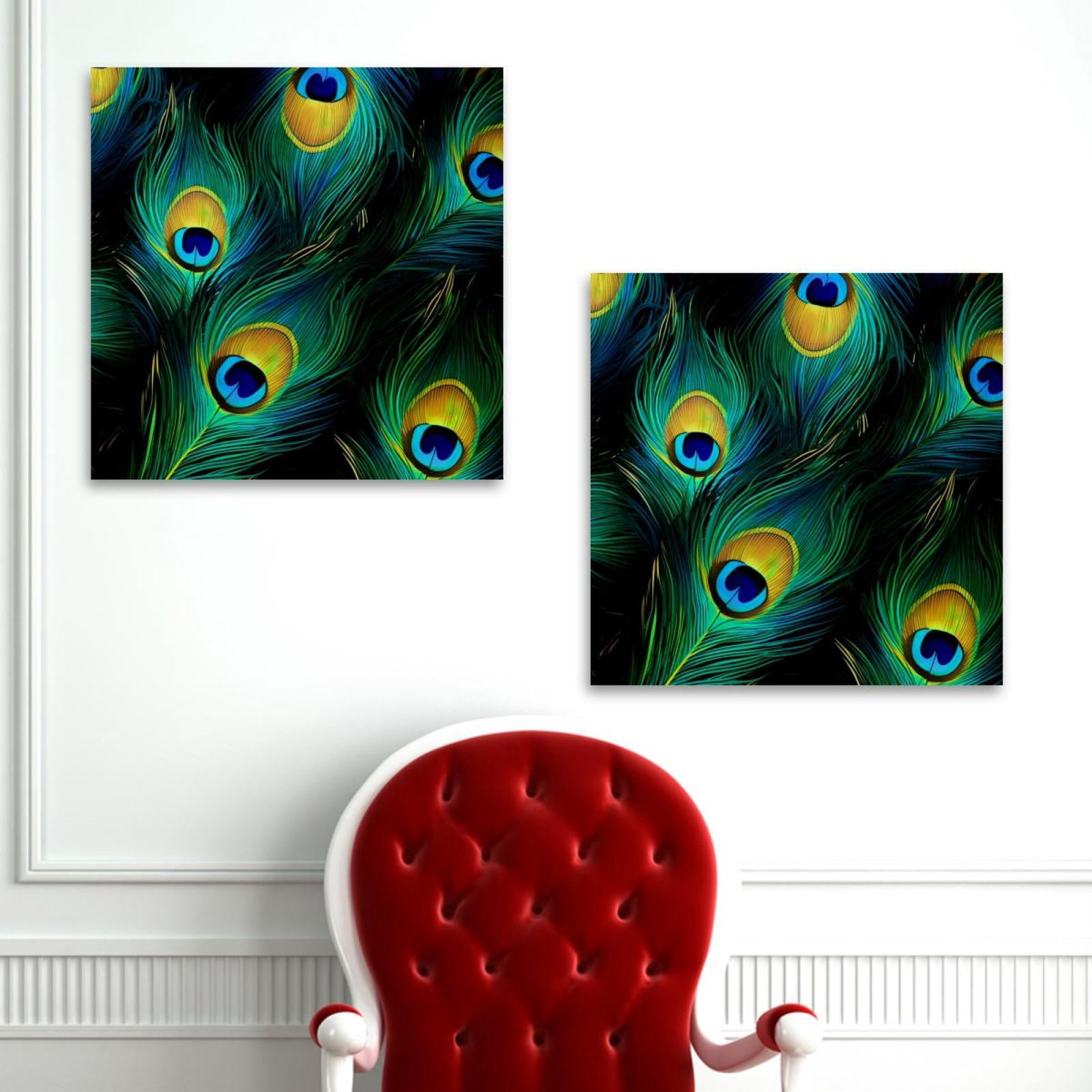 OWNSERIES Peacock Feather Pattern 2PC Canvas Wall Art Paintings for ...