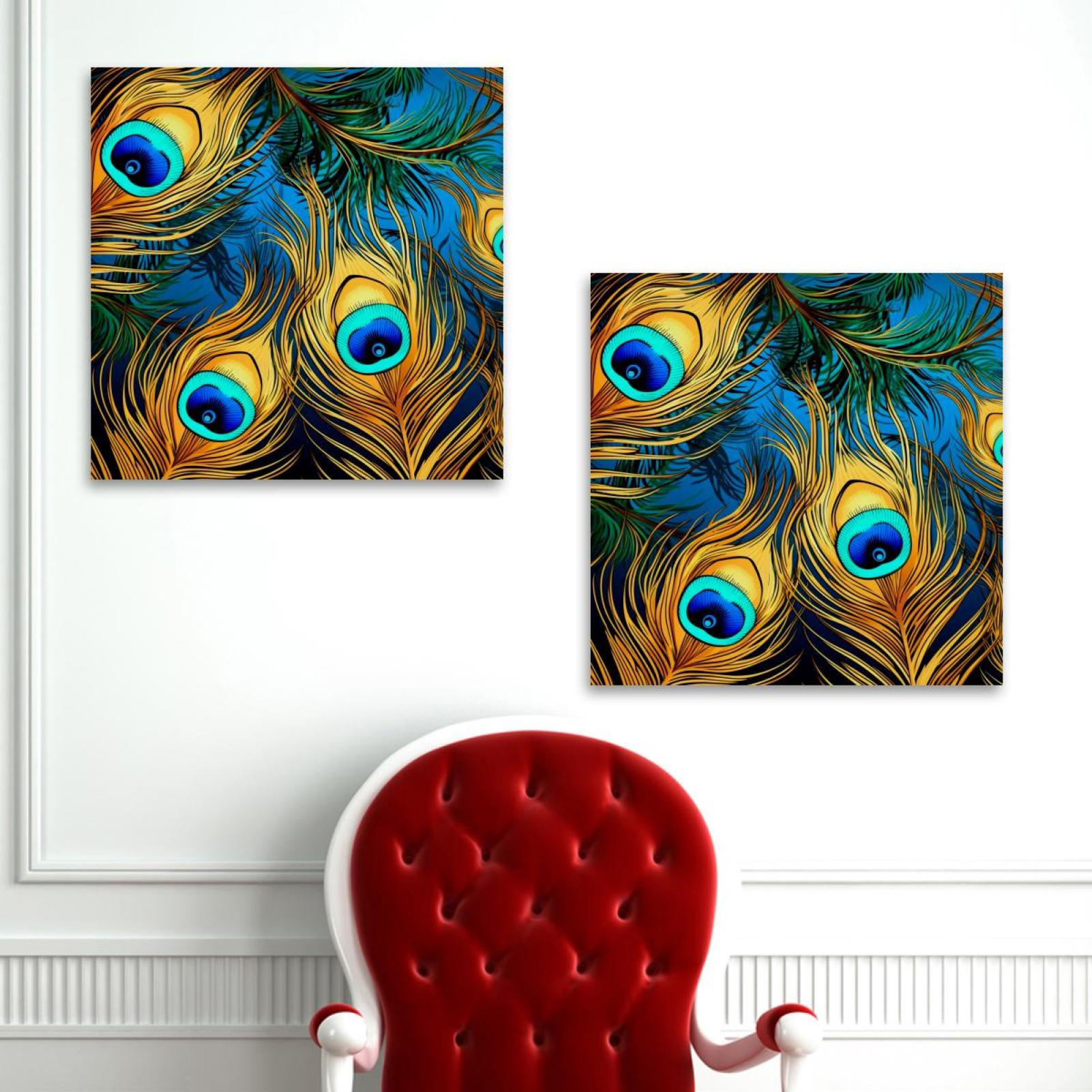 OWNSERIES Peacock Feather Pattern 2PC Canvas Wall Art Paintings for ...