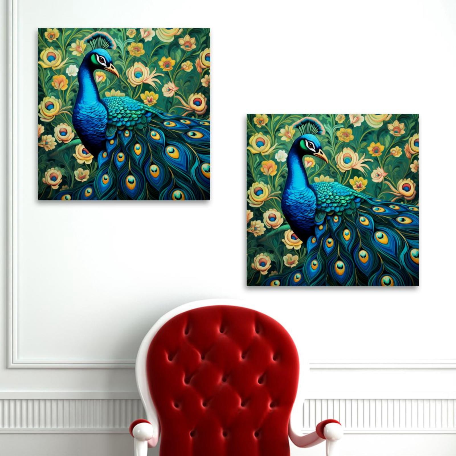 OWNSERIES Peacock Pattern 2PC Canvas Wall Art Paintings for Living Room ...