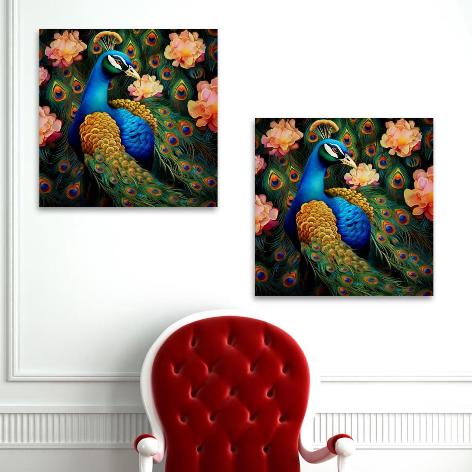 OWNSERIES Peacock Pattern 2PC Canvas Wall Art Paintings for Living Room ...