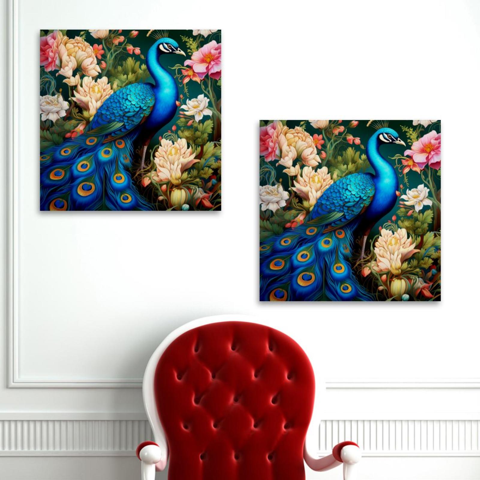 OWNSERIES Peacock Pattern 2PC Canvas Wall Art Paintings for Living Room ...