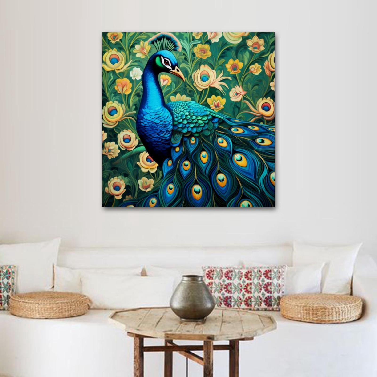OWNSERIES Peacock Pattern Canvas Wall Art Paintings for Living Room ...