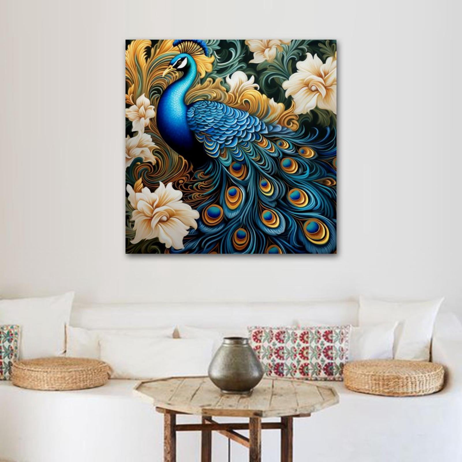 OWNSERIES Peacock Pattern Canvas Wall Art Paintings for Living Room ...