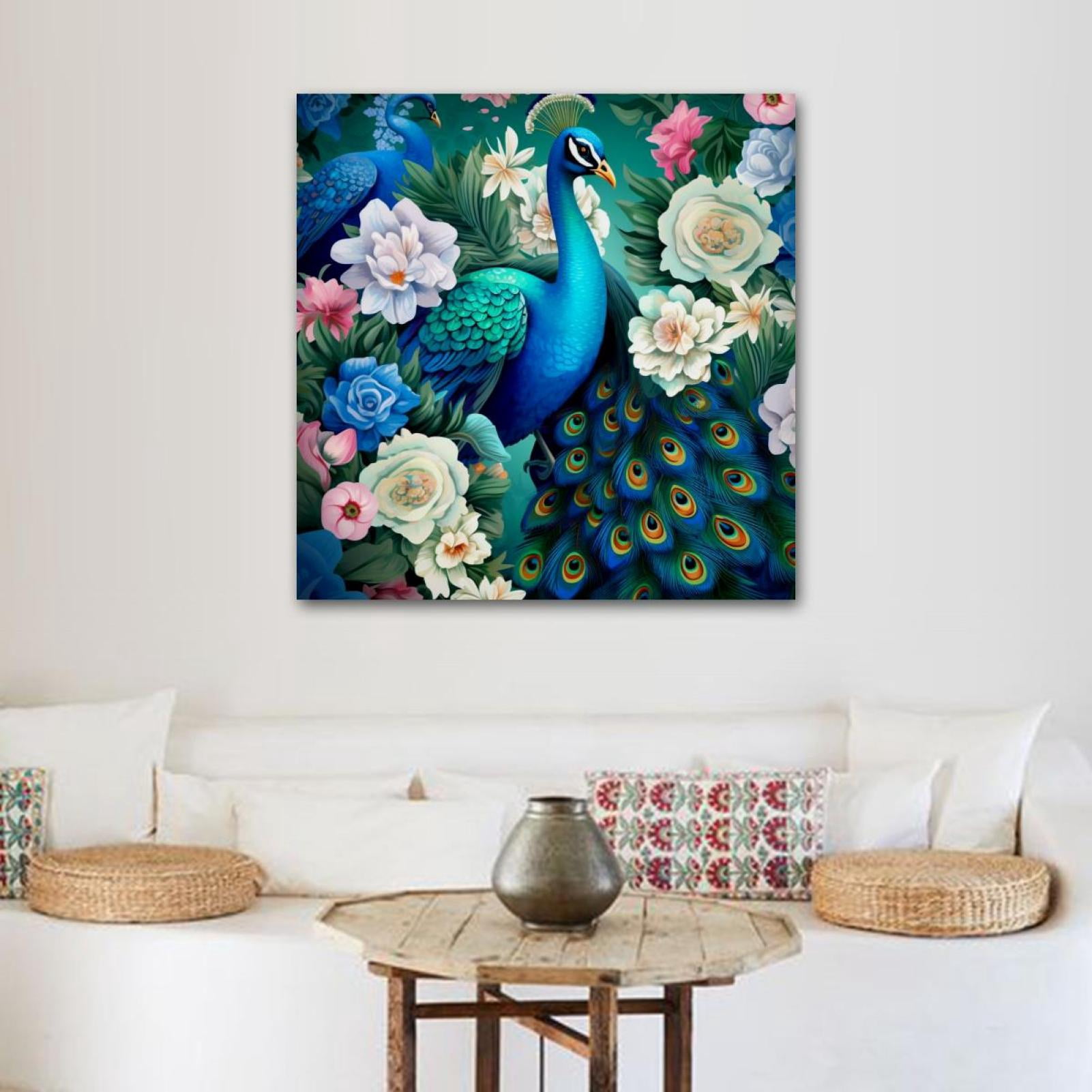 OWNSERIES Peacock Pattern Canvas Wall Art Paintings for Living Room ...