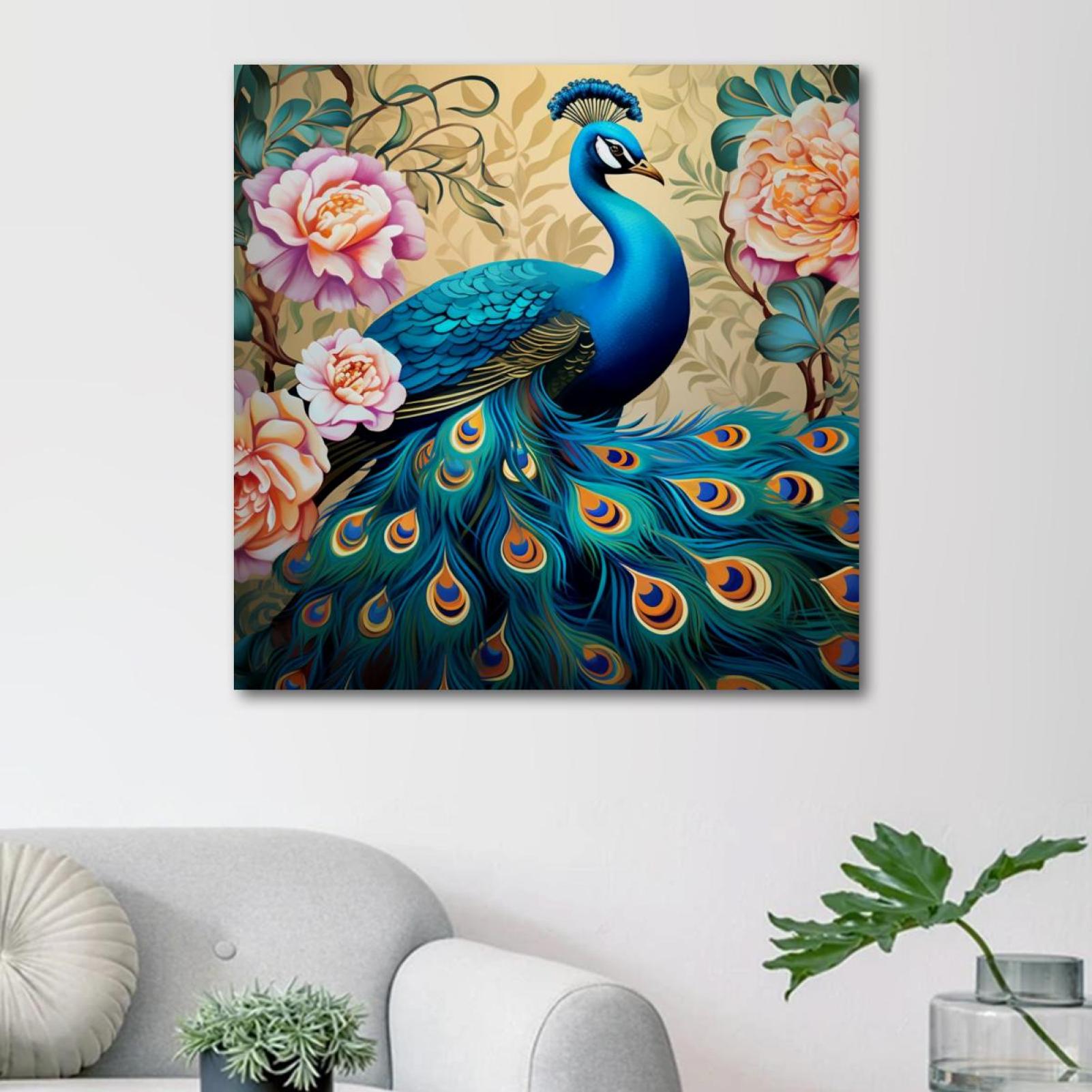 OWNSERIES Peacock Pattern Canvas Wall Art Paintings for Living Room ...