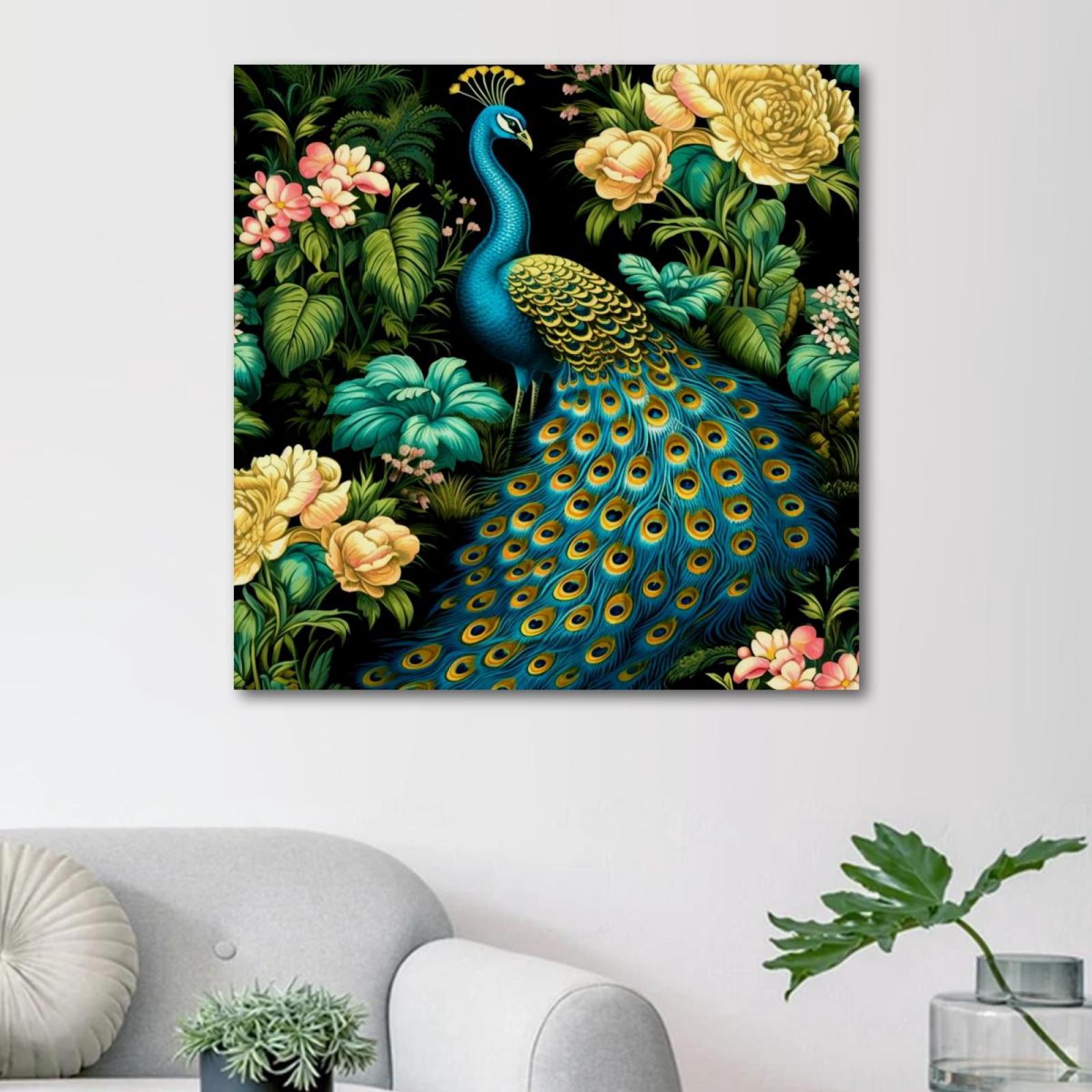 OWNSERIES Peacock Pattern Canvas Wall Art Paintings for Living Room ...