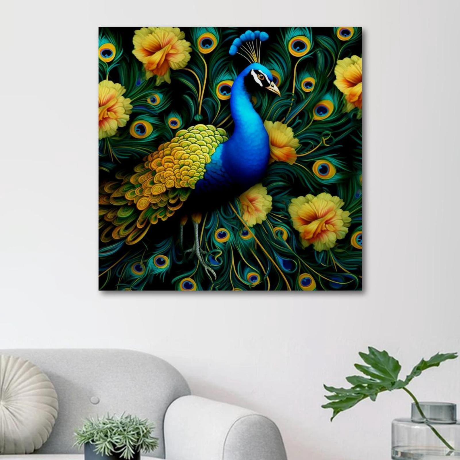 OWNSERIES Peacock Pattern Canvas Wall Art Paintings for Living Room ...