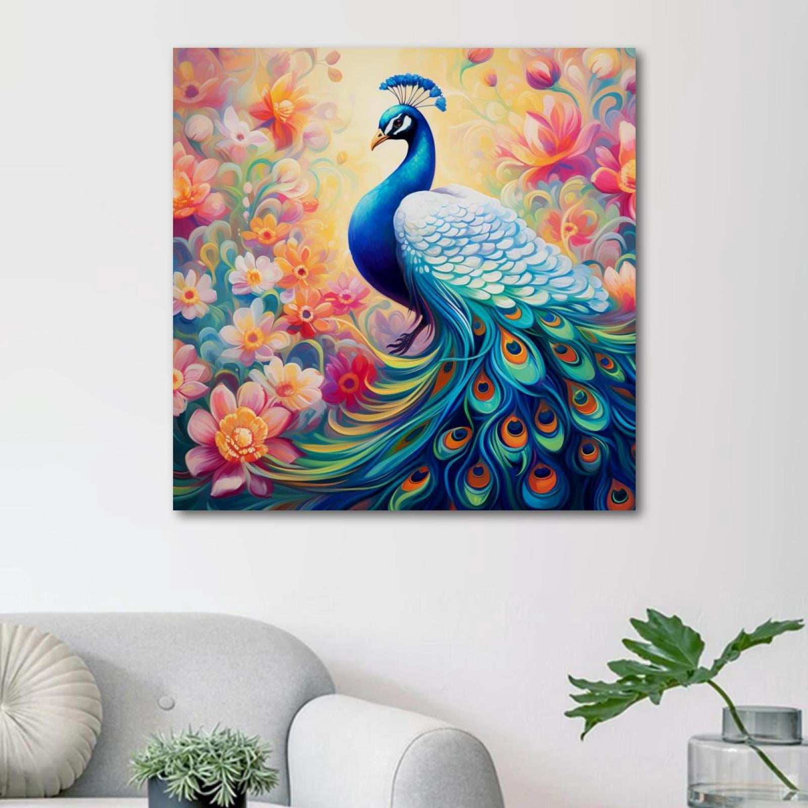 OWNSERIES Peacock Pattern Canvas Wall Art Paintings for Living Room ...