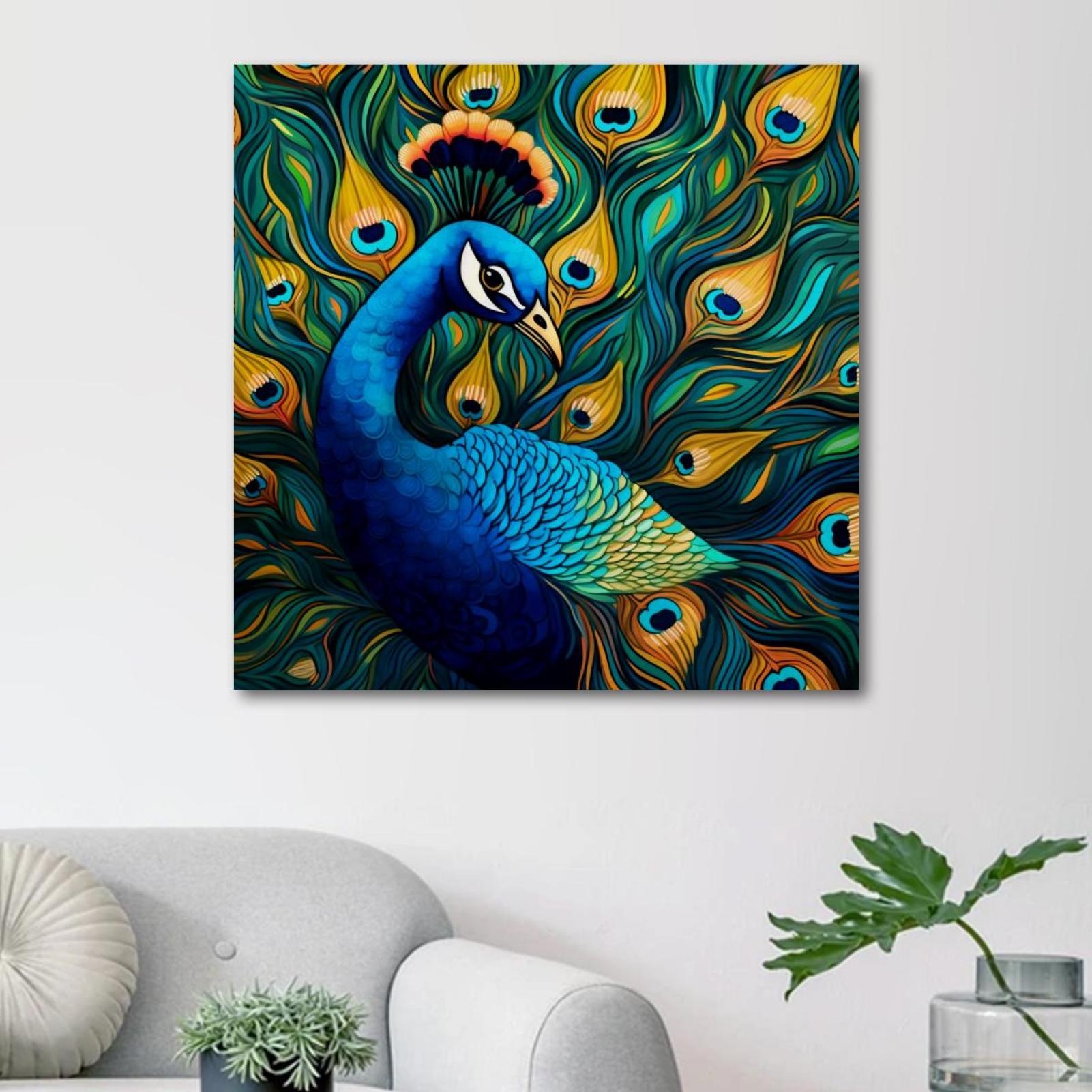 OWNSERIES Peacock Pattern Canvas Wall Art Paintings for Living Room ...