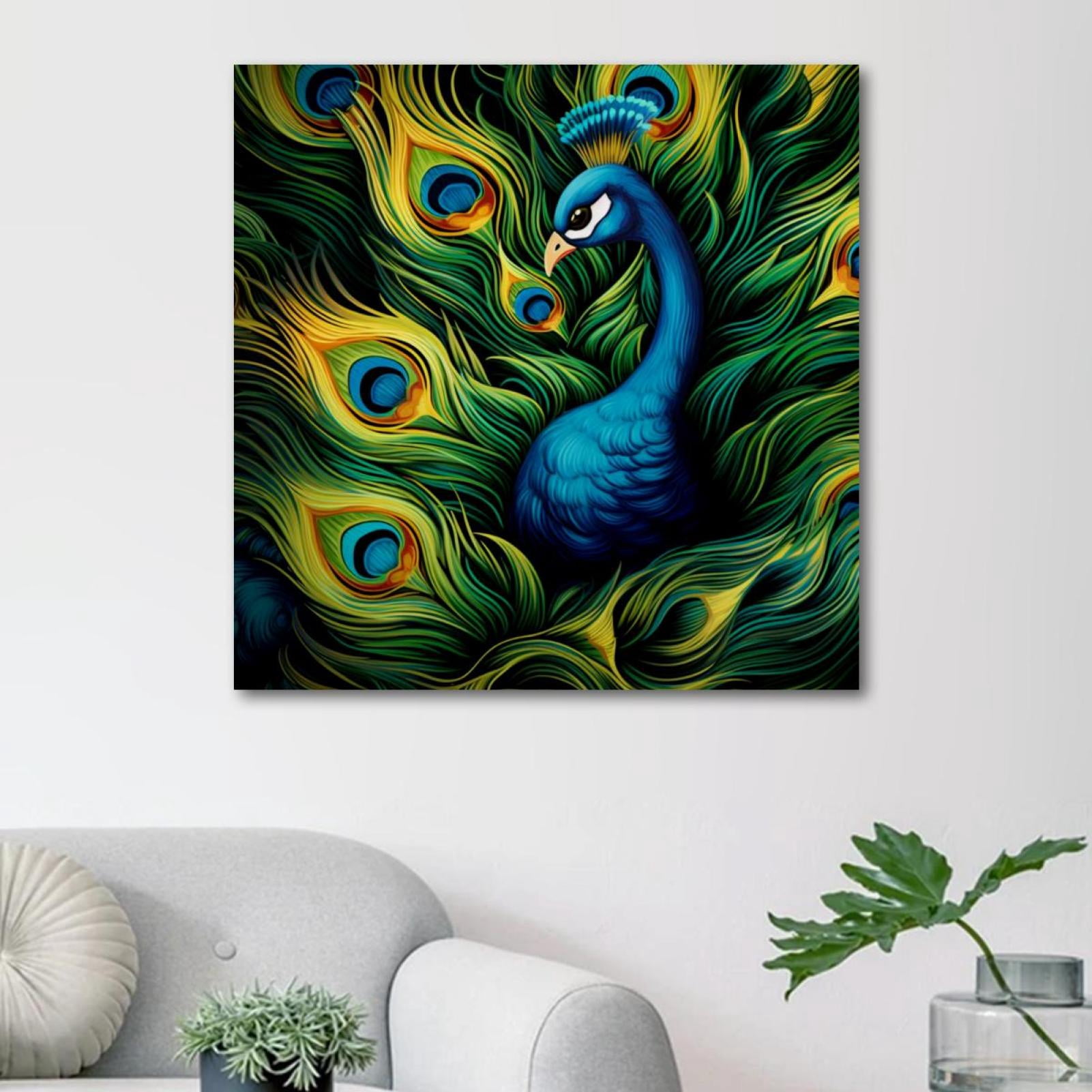 OWNSERIES Peacock Pattern Canvas Wall Art Paintings for Living Room ...