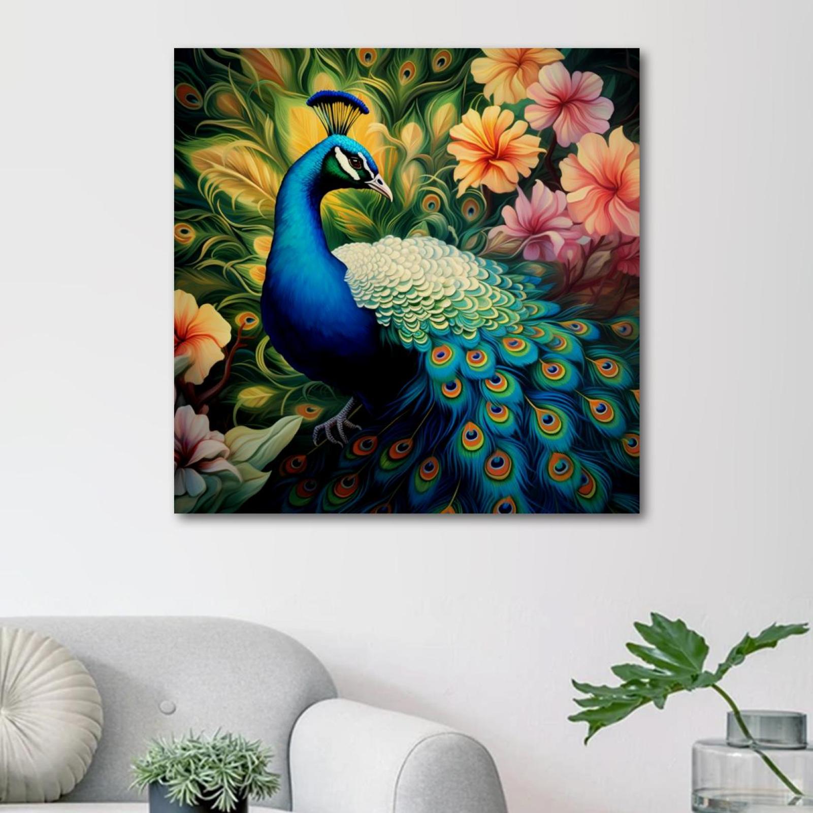 OWNSERIES Peacock Pattern Canvas Wall Art Paintings for Living Room ...