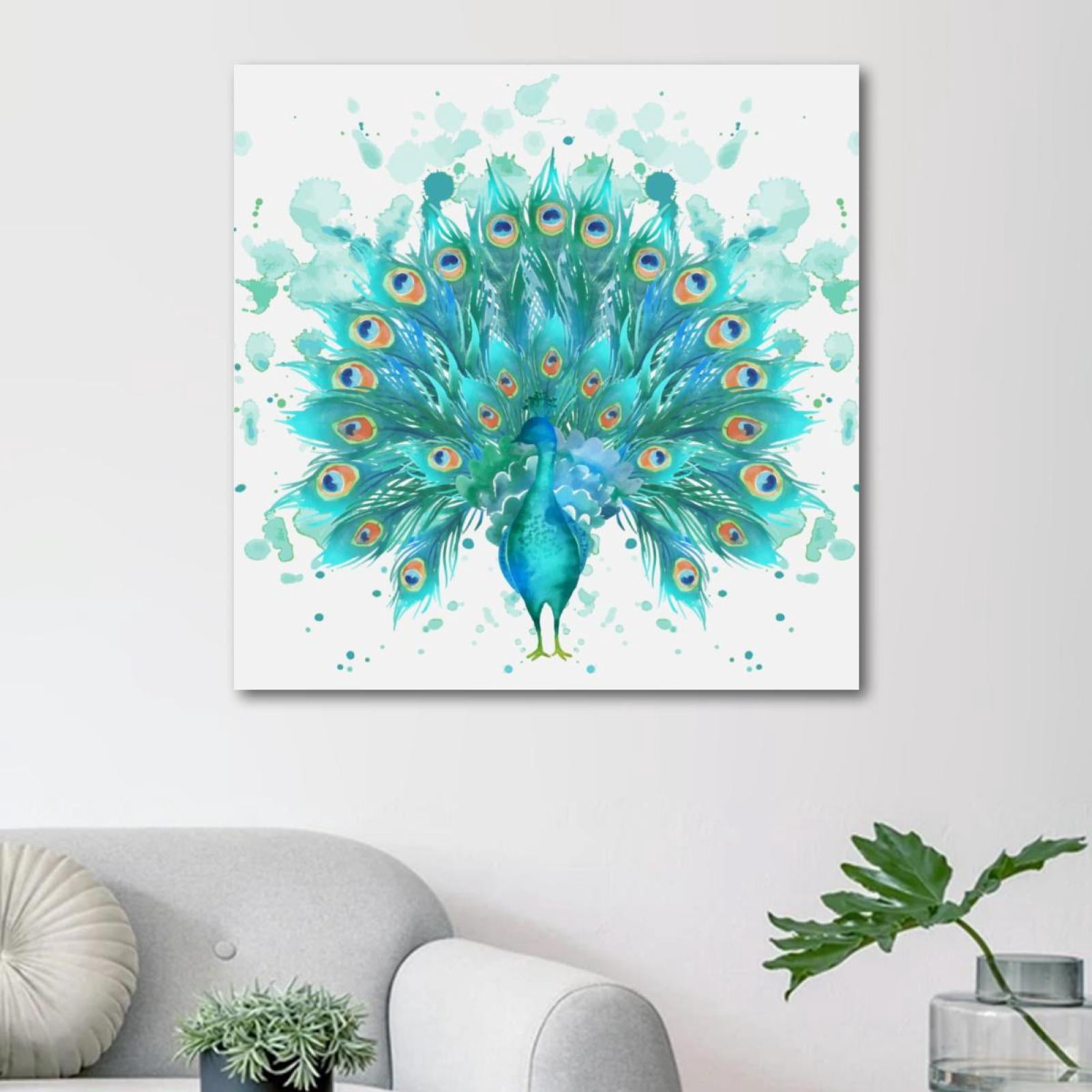 OWNSERIES Peacock Pattern Canvas Wall Art Paintings for Living Room ...