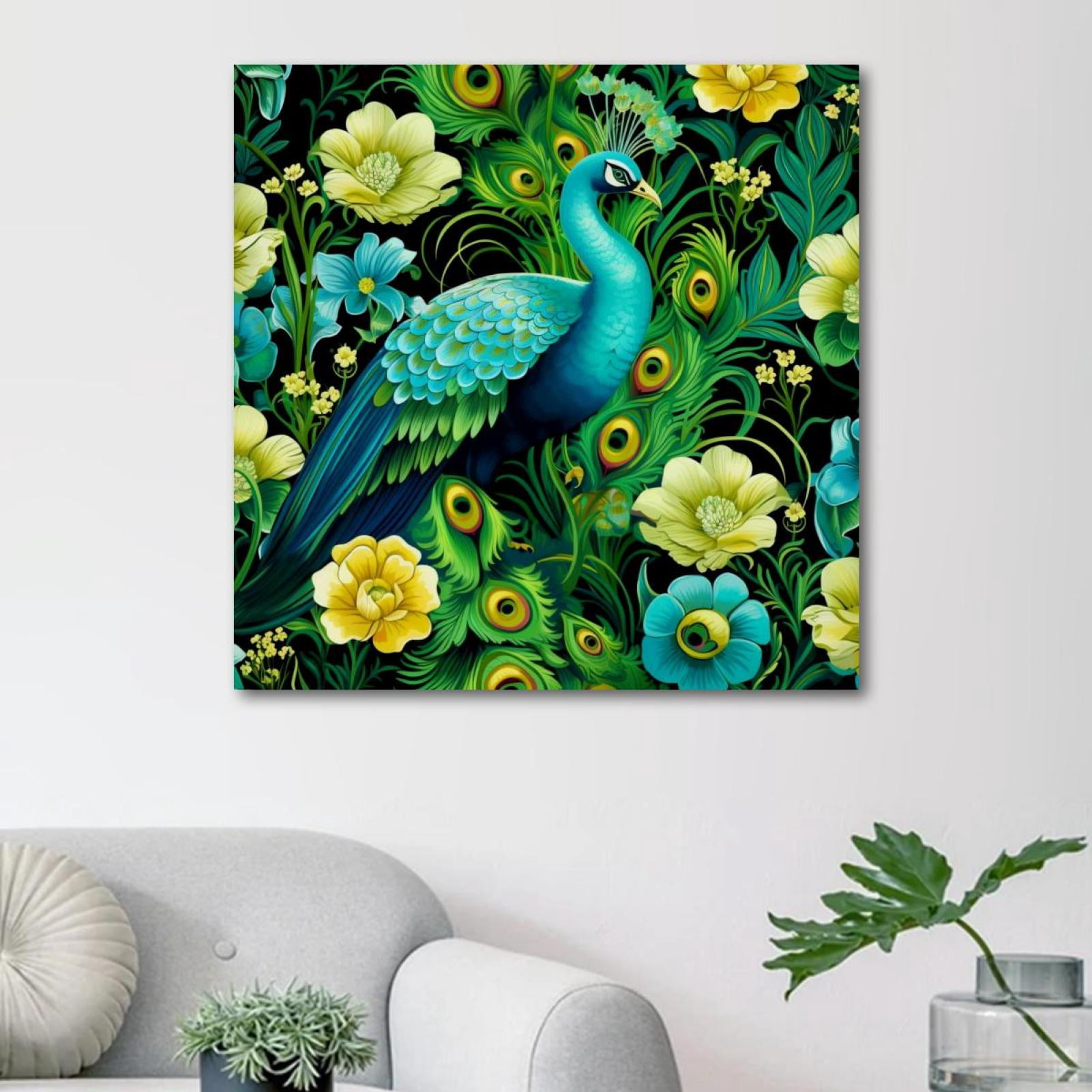 OWNSERIES Peacock Pattern Canvas Wall Art Paintings for Living Room ...