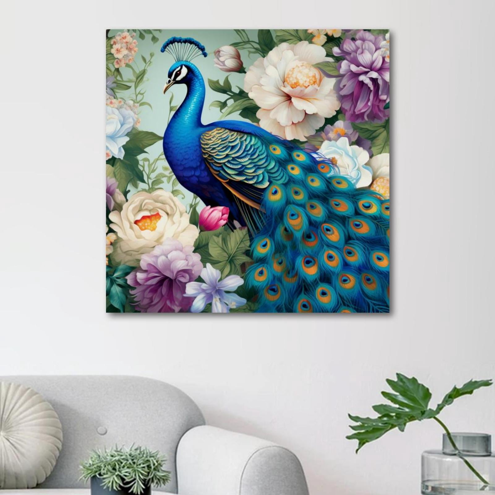 OWNSERIES Peacock Pattern Canvas Wall Art Paintings for Living Room ...