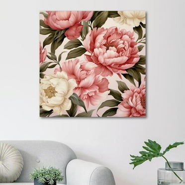 OWNSERIES Peony Flower Pattern Canvas Wall Art Paintings for Living Room Canvas Frameless Print Wall Artworks Bedroom Decoration