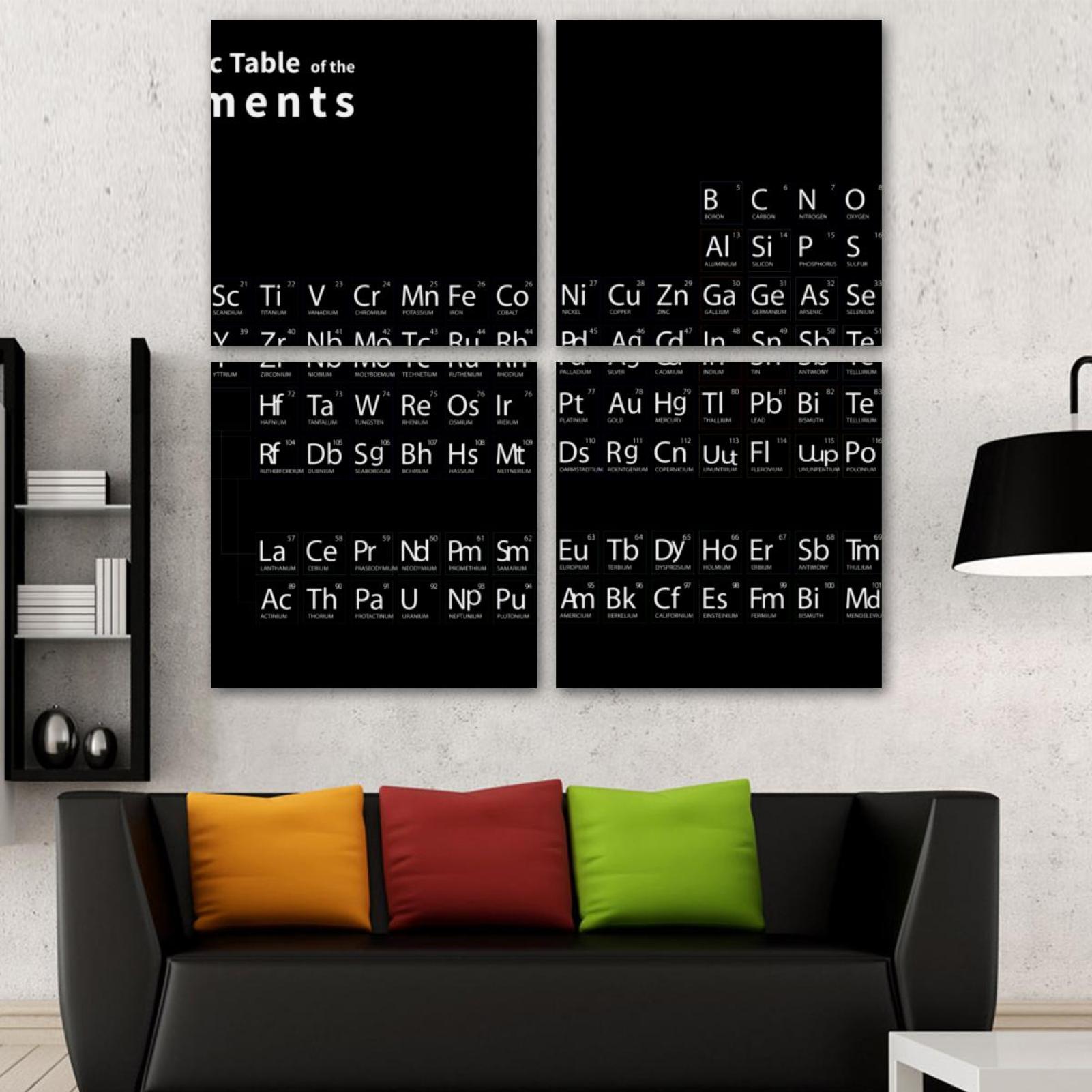 OWNSERIES Periodic Table of Elements Pattern 4PC Frameless Canvas Wall ...