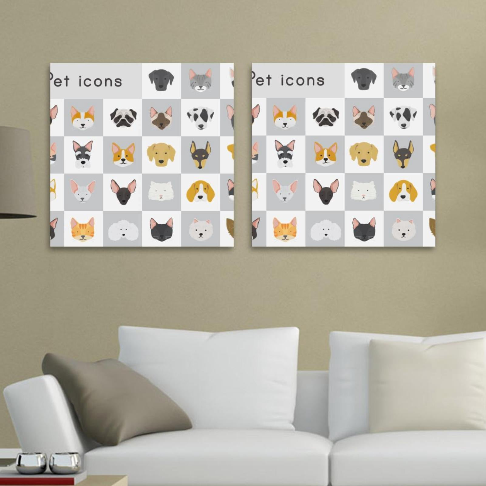 OWNSERIES Pet Icons 1-01 Pattern 2PC Canvas Wall Art Paintings for ...
