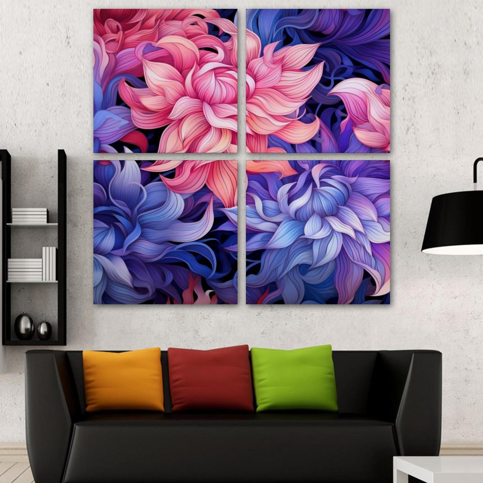 OWNSERIES Petals Flowers Pattern Pattern 4PC Frameless Canvas Wall Art ...