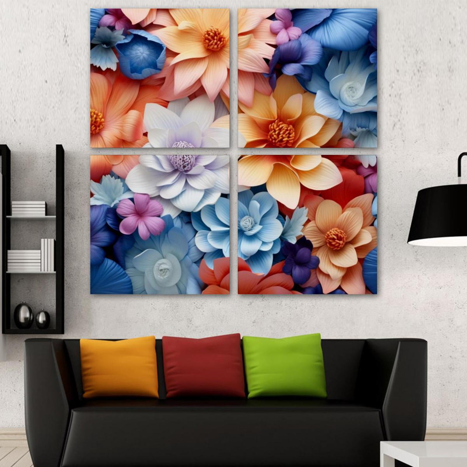 OWNSERIES Petals Flowers Pattern Pattern 4PC Frameless Canvas Wall Art ...