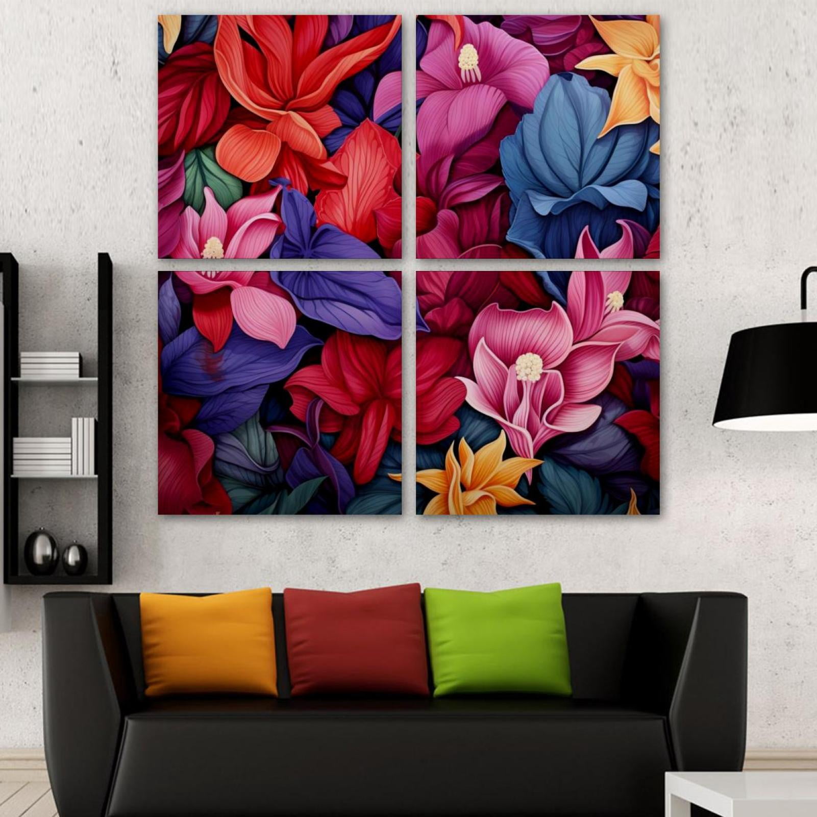 OWNSERIES Petals Flowers Pattern Pattern 4PC Frameless Canvas Wall Art ...