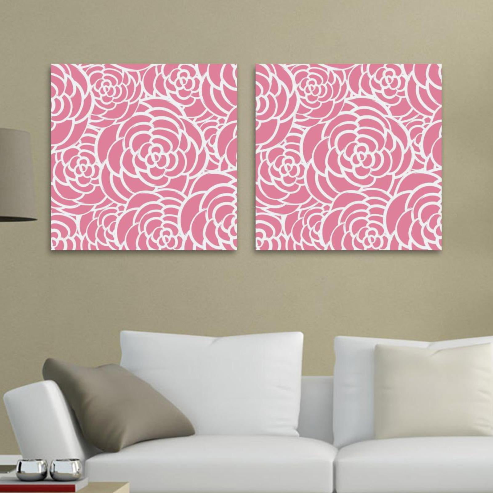 OWNSERIES Pink Roses Pattern 2PC Canvas Wall Art Paintings for Living ...
