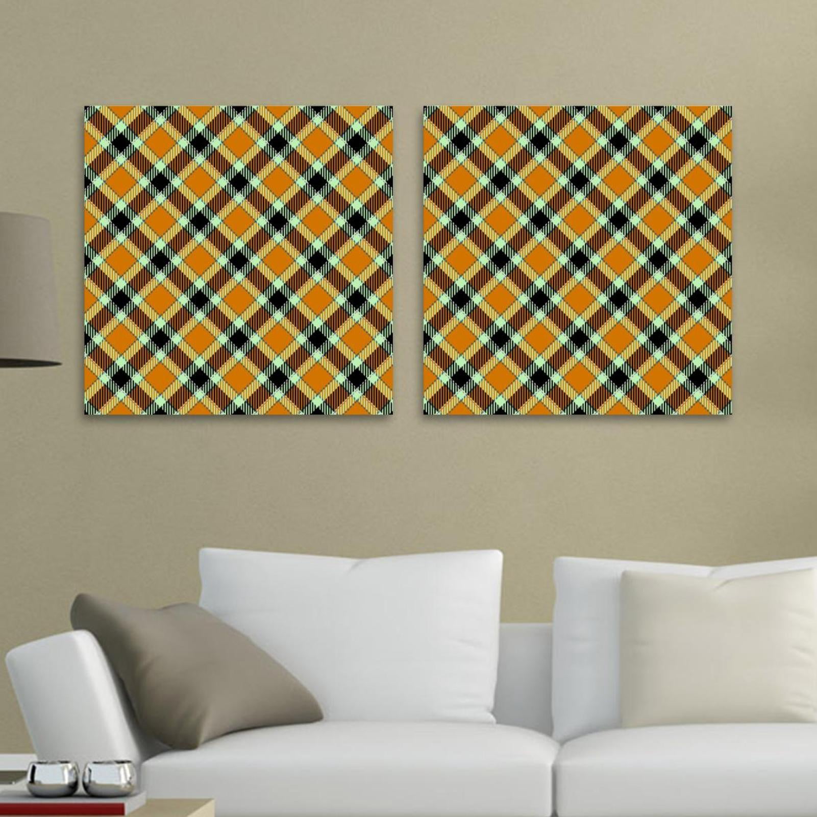OWNSERIES Plaid Pattern Yellow Pattern 2PC Canvas Wall Art Paintings ...