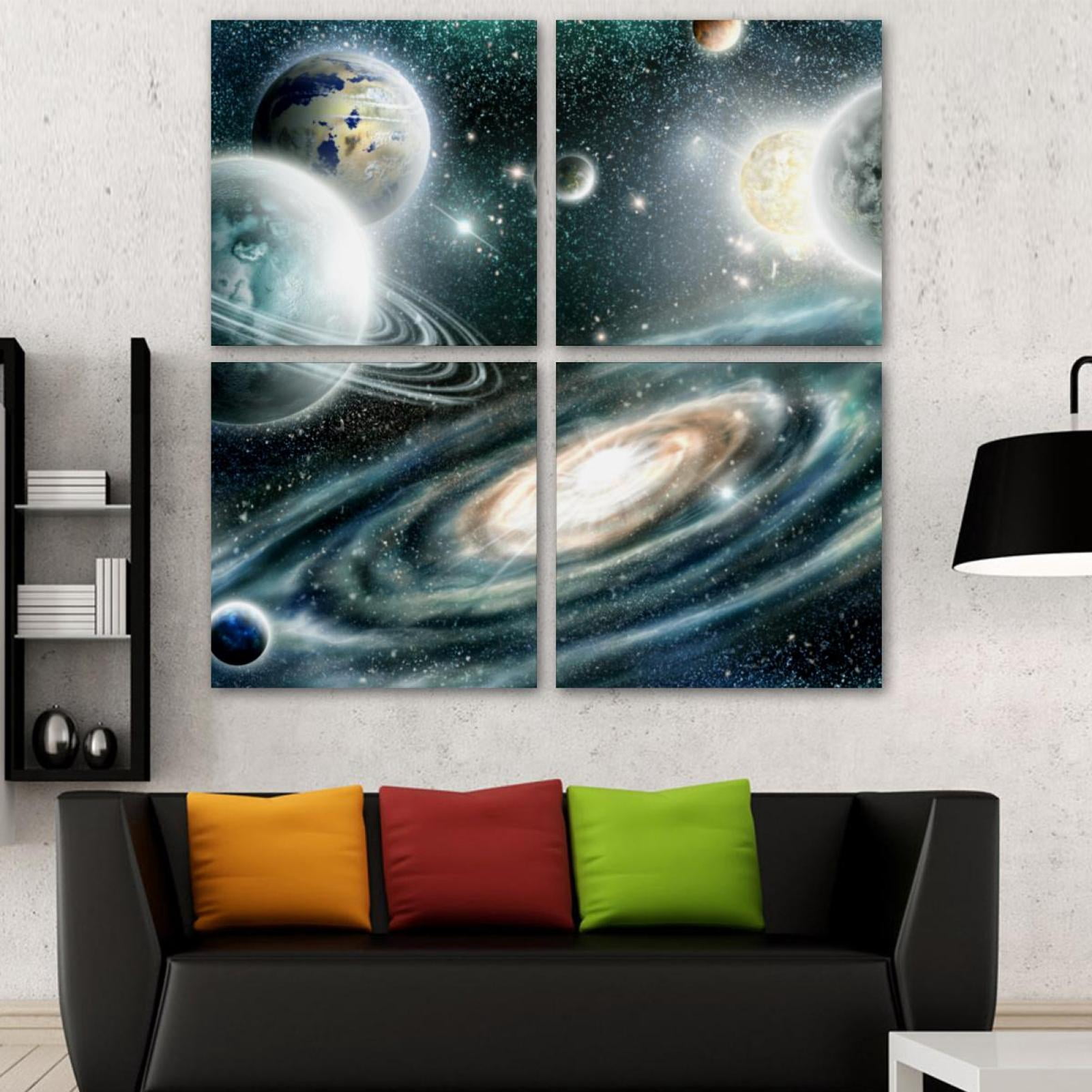 OWNSERIES Planets Solar System Pattern 4PC Frameless Canvas Wall Art ...